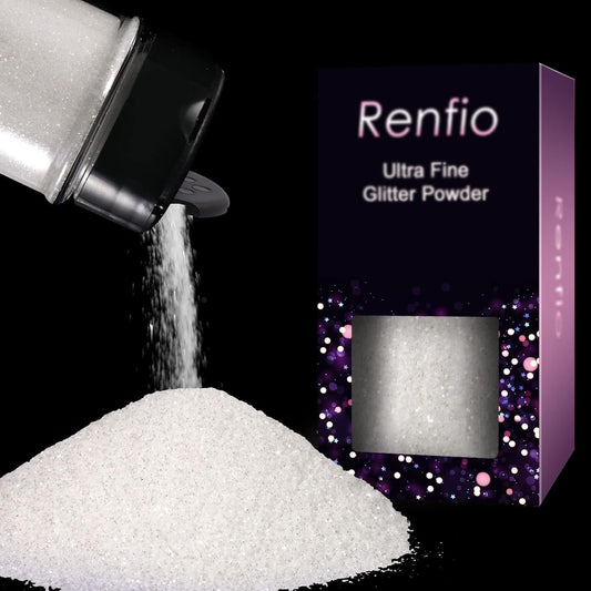 Renfio Ultra Fine Glitter Powder Metallic Resin Glitter 2.11 Oz (60g) PET Flakes Crafts Sequins 1/128" 0.008" 0.2mm Epoxy Chips Flakes for Tumblers Slime Decoration - Clear