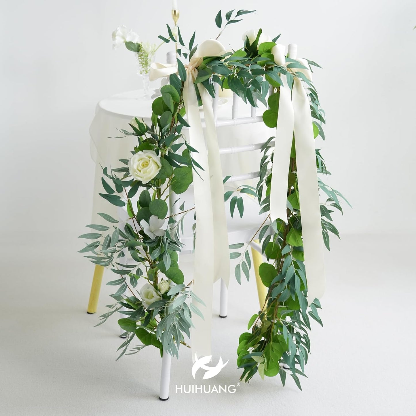 HUIHUANG Ivory Satin Ribbon 2 inch Wide Double Faced Satin Ribbon Beige Ribbon for Gift Wrapping, Bows Making, Flower Bouquet, DIY Crafts, Bridal Shower, Holiday Party Decor -25 Yards/Roll