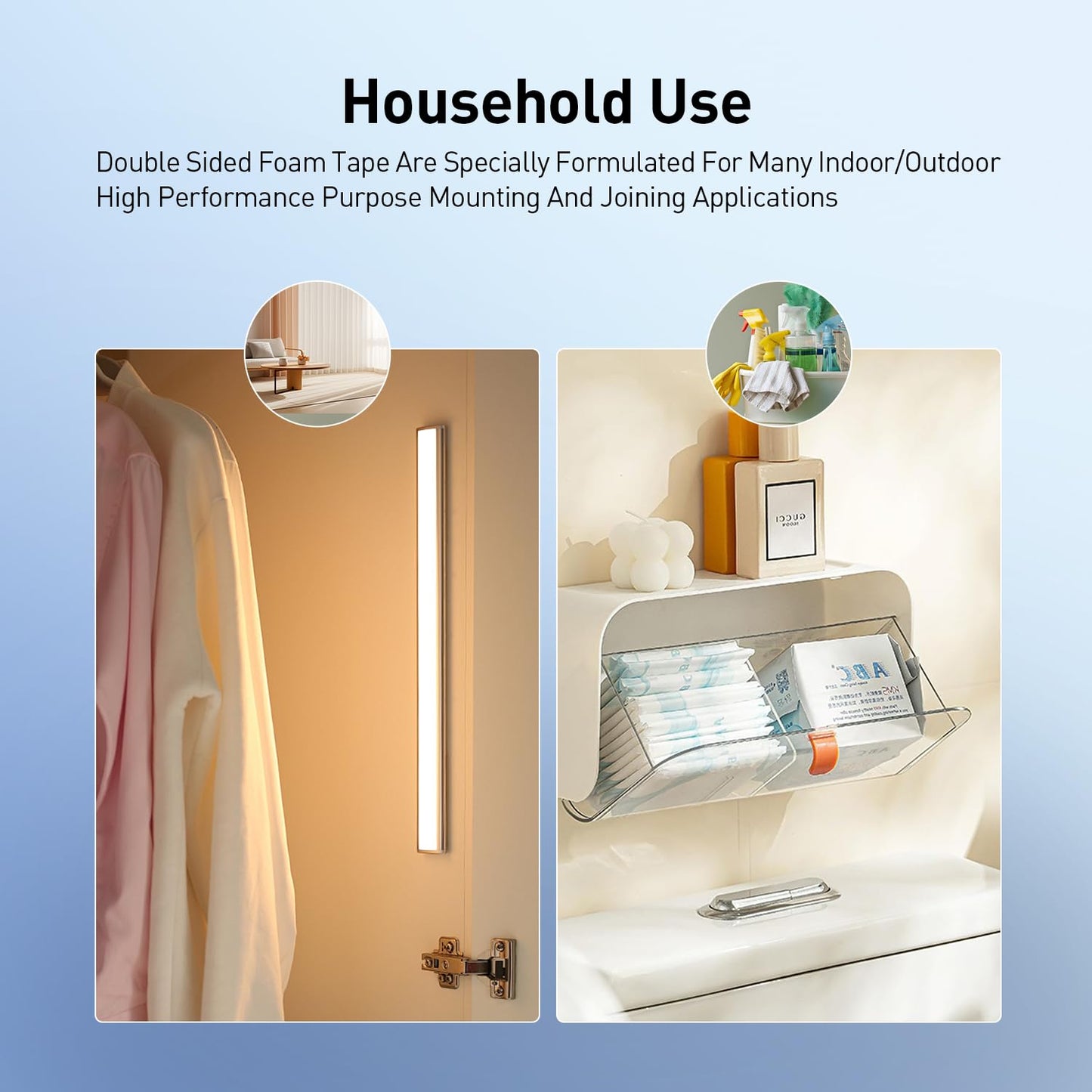 Double Sided Tape Foam Tape 2" x 18Ft Made of 3M High Shear Adhesive Mounting Tape with High Temperature Resistance for Interior Exterior Mounting Applications and Home Office Deco