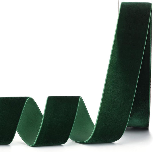 Dark Green Velvet Ribbon,2" W x 20Yd Single Face,Great for Gift Wrapping,Hair Bows,Handmade Craft and Christmas,Wedding Decoration (2" Dark Green)