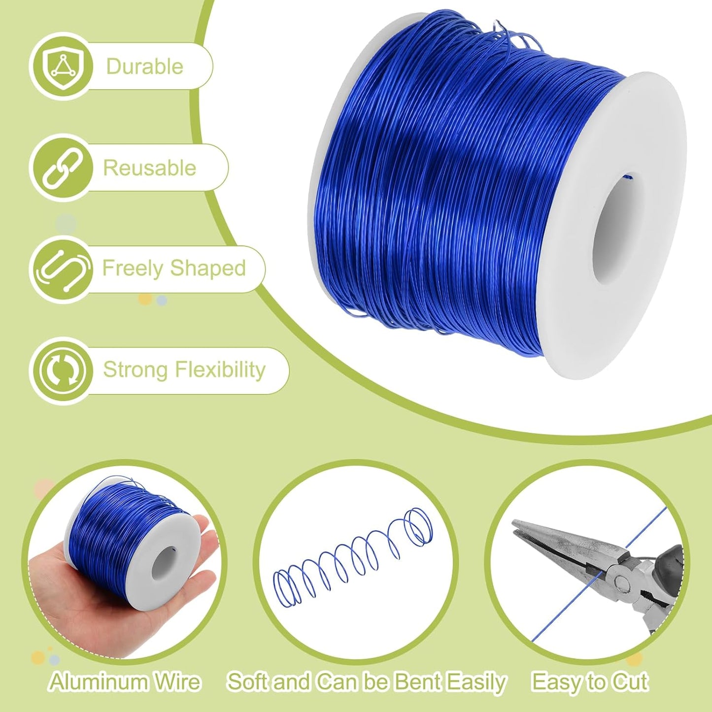 MECCANIXITY 20 Gauge Anodized Aluminum Craft Wire Bendable Bonsai Training Wire 771 Feet 0.8mm for Sculpting Crafts Wreath Floral Beading Jewelry Making, Dark Blue
