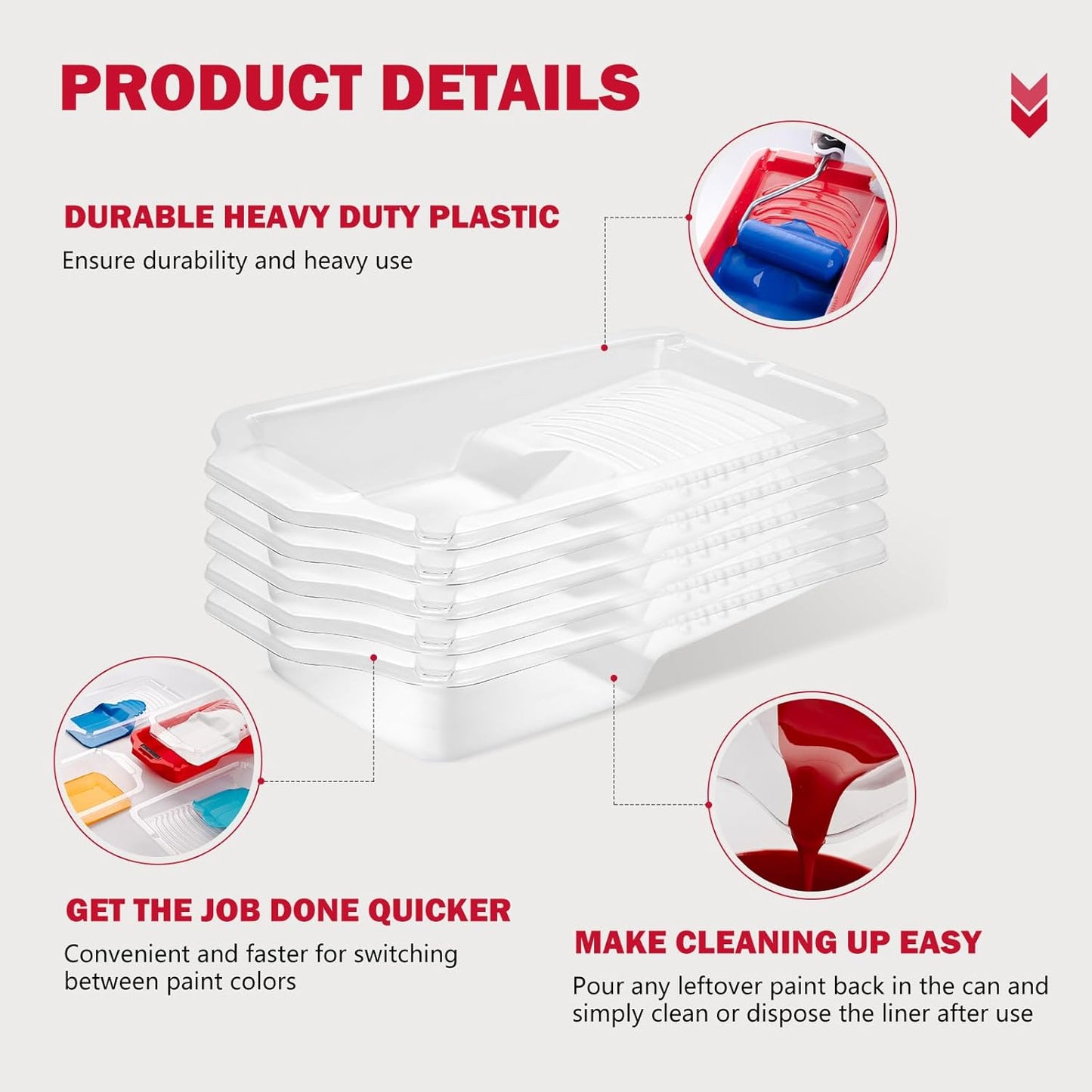 Mister Rui Paint Roller Tray 4 Inch, 21 Pack, Thickened Paint Tray with 20 Liners, Disposable Tray Liner, Plastic Trays for Painting