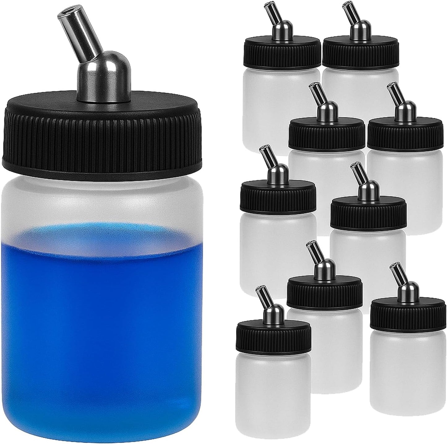 ABEST New 10PCS Dual Action Airbrush Plastic Bottle Jar 22CC / Standard Suction Lid Paint Cup Air Brush Accessories Model Air Tool Box
