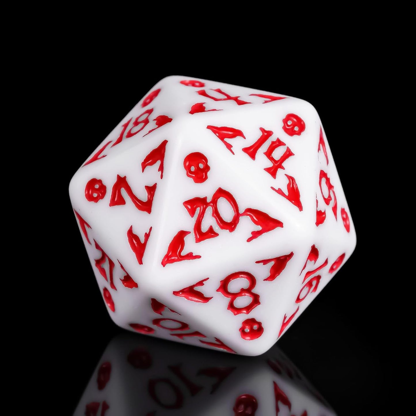 7-Die DND Dice Set Halloween Pattern Polyhedral Dice Set with Leather Bag, Skull Die D&D Die for RPG Table Games (Halloween Pattern-White/Red Number)