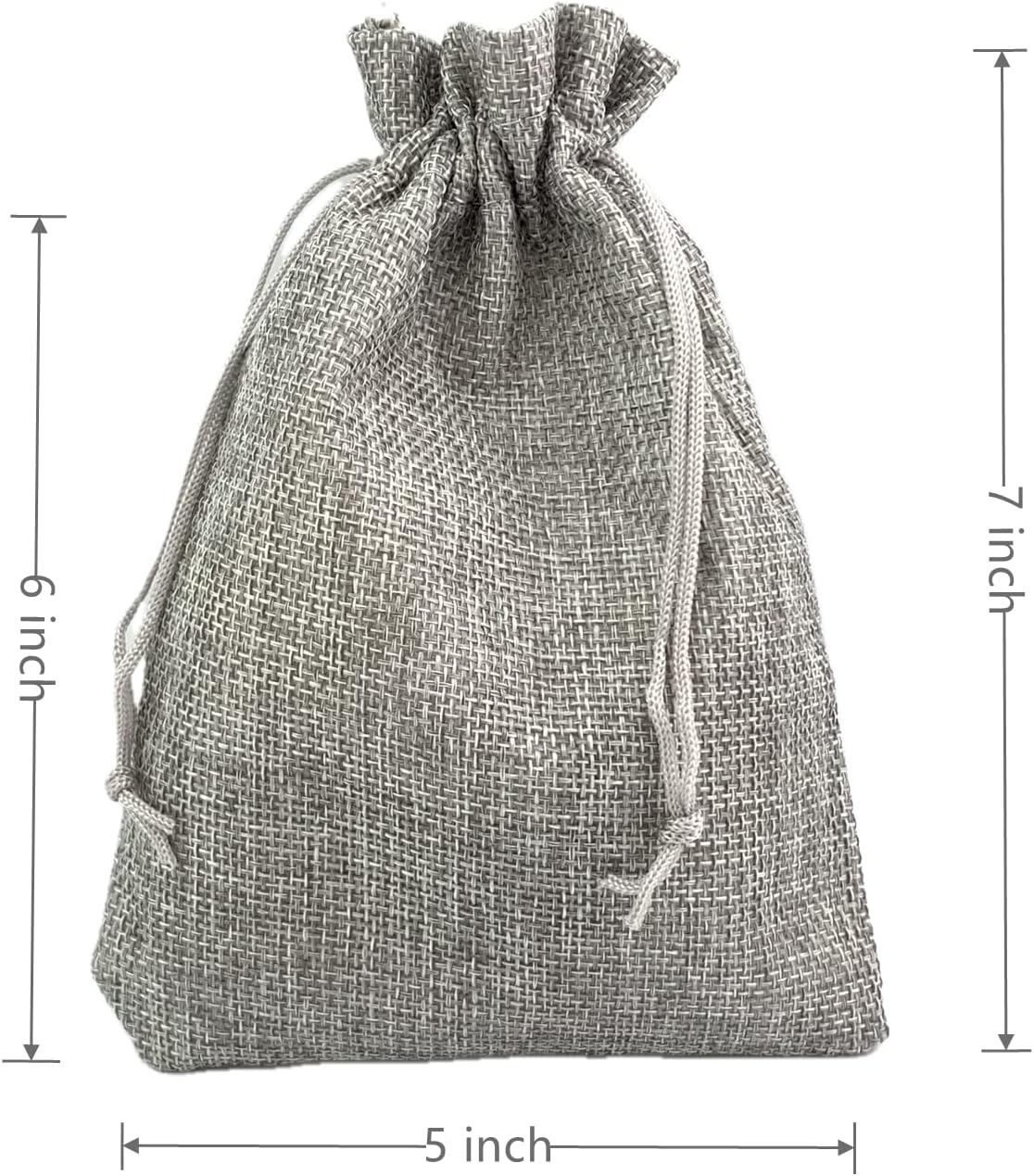 Palmhomee Pack of 25 Burlap Gift Bags with Drawstring Linen Jewelry Pouches Wedding Hessian Jute Bags for Birthday Jewelry and Treat Pouches Party Wedding Favors Gift Art and DIY Craft (5x7 Inch, Gray)