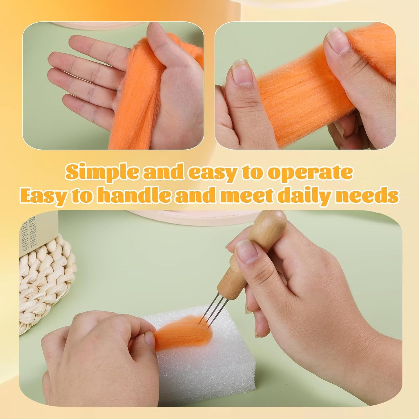 3.53oz Wool Roving Yarn, Wool Felting Supplies, Pure Wools, Chunky Yarn, Spinning Wool Roving for Needle Felting Wet Felting DIY Hand Spinning (Dark Orange)