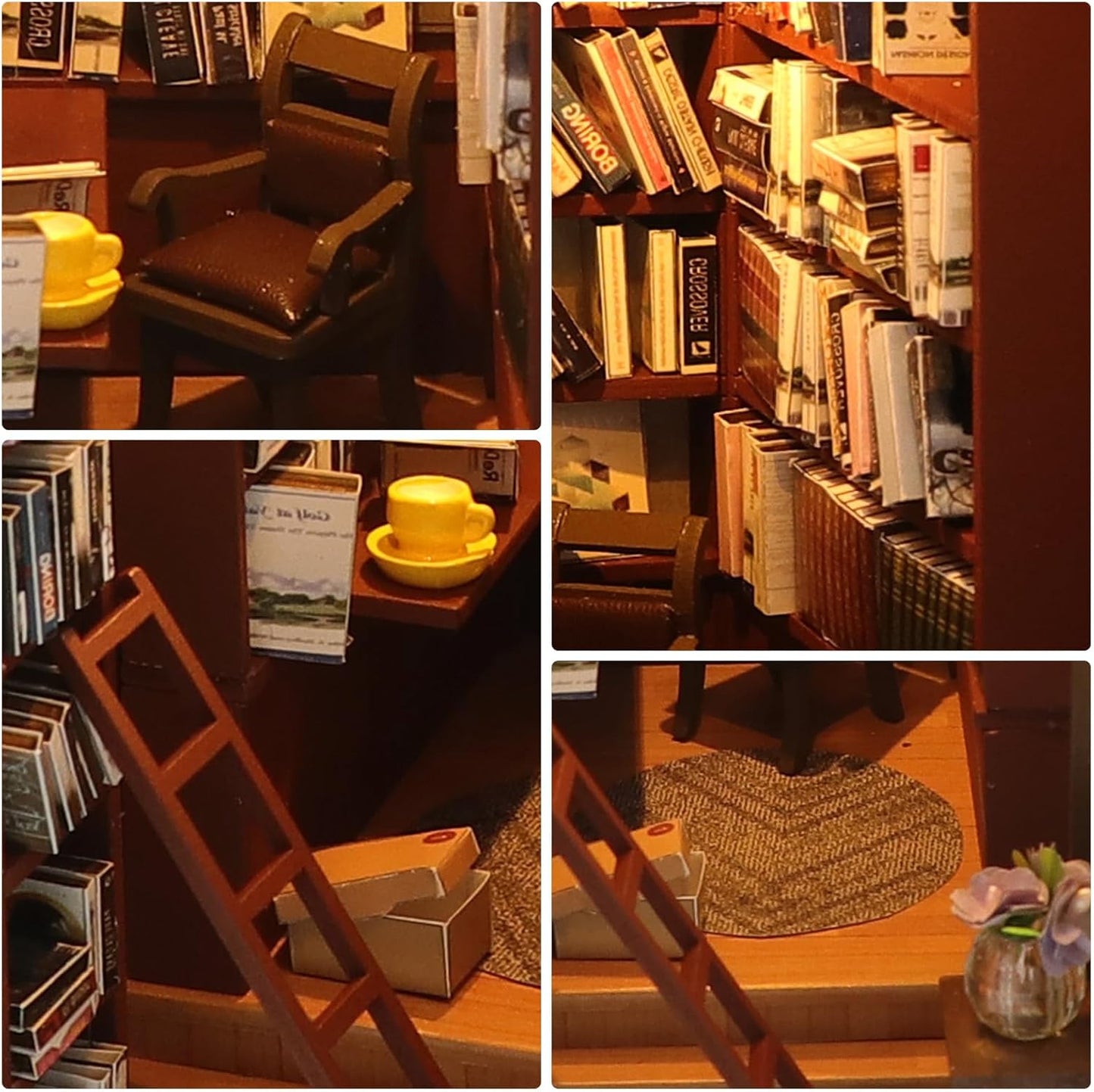 DIY Book Nook Miniature Kit, 3D Wooden Puzzles Bookend, Bookshelf Insert Decor, Assemb Build for Adults, Unique Gift for Birthday Father's Day, Library