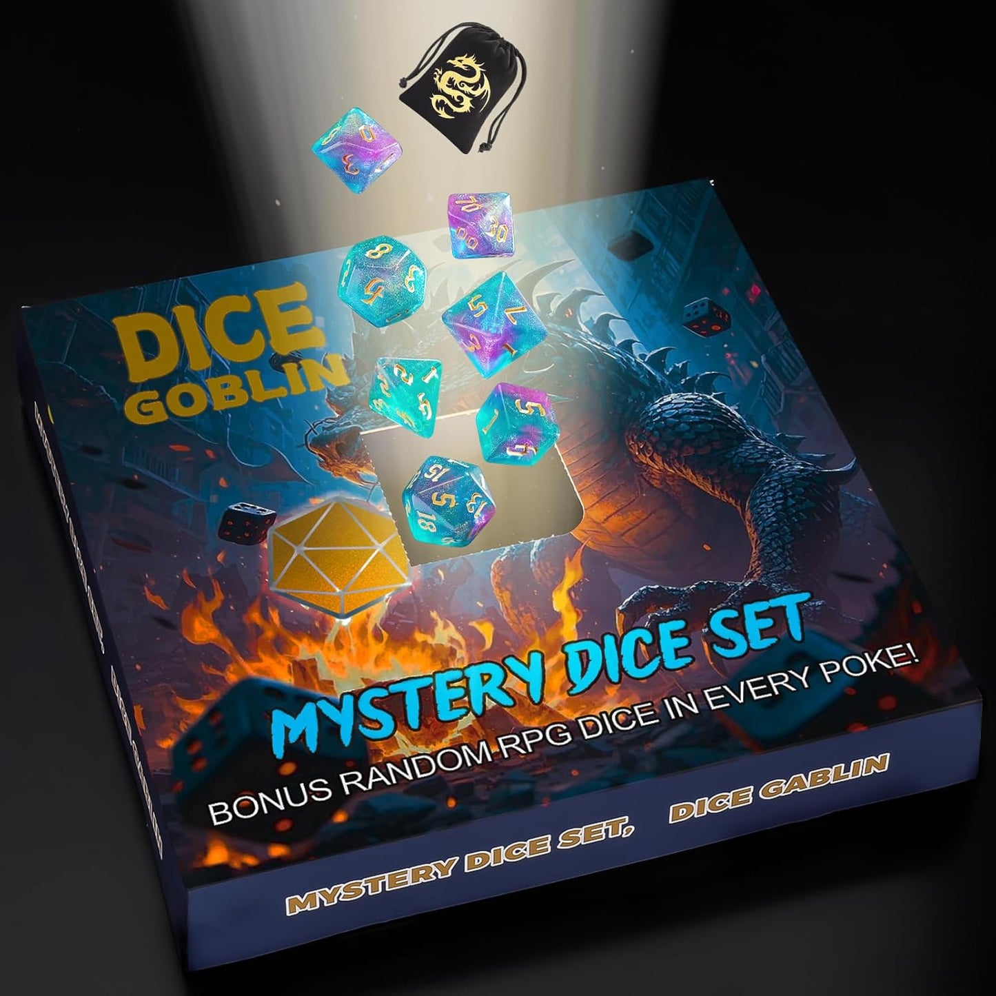 CiaraQ Mystery DND Dice Sets - Random 9 Complete Polyhedral Dice Sets with 9 Random Bags, Wide Range of Patterns, Surprise Blind Box DND Gifts for Dungeons & Dragons, Role Playing Table Game