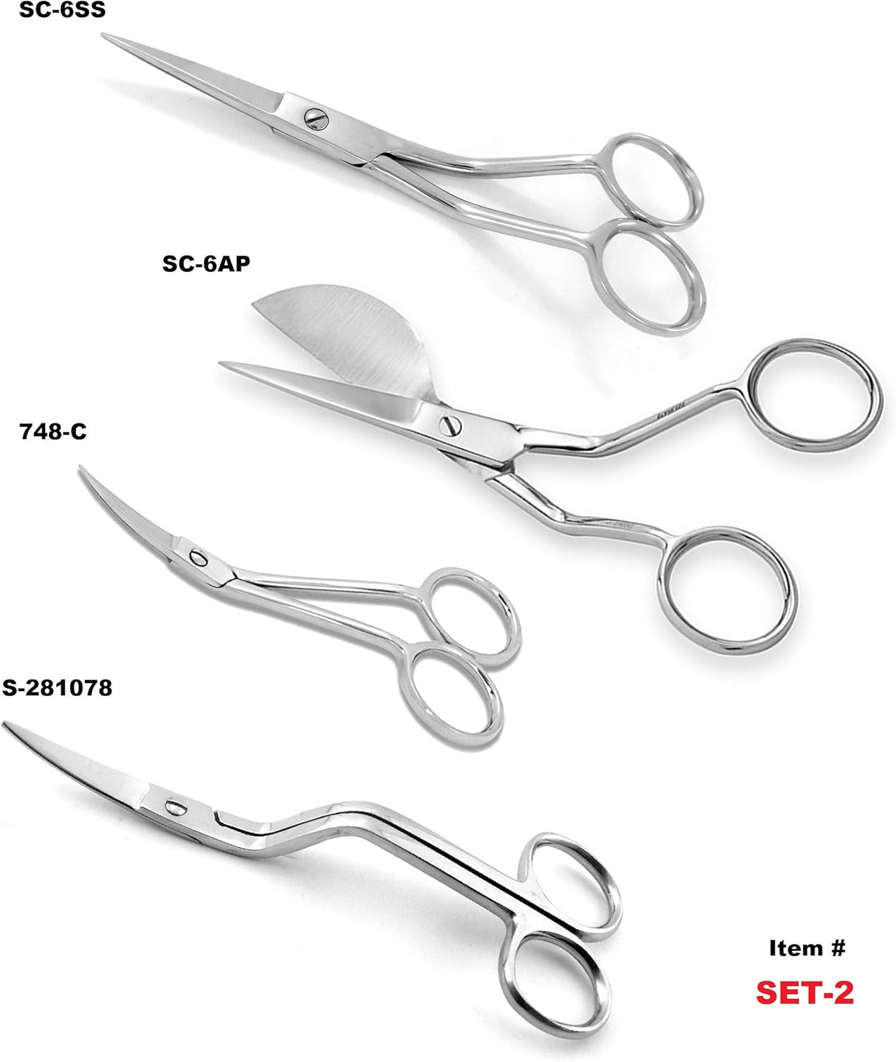 4 Pcs Professional Embroidery Duckbill Applique Scissors - Stainless Steel