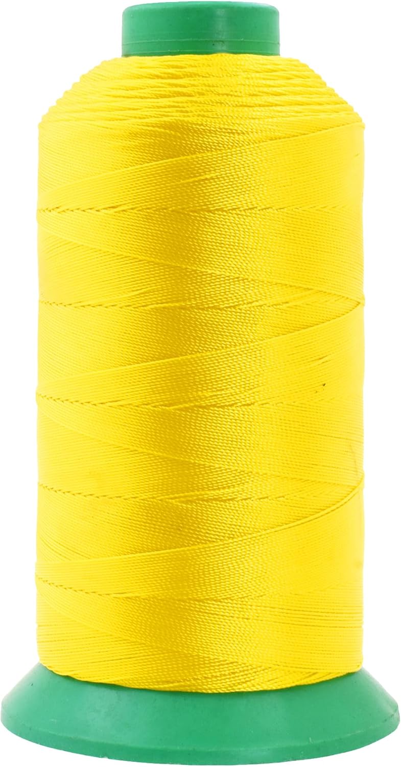 Mandala Crafts Bonded Nylon Thread - Yellow Heavy Duty Sewing Threads - 1250 YDs Size 138 420D T135 Tex 135 for Leather, Jeans, Weaving, Outdoor, Marine, Upholstery