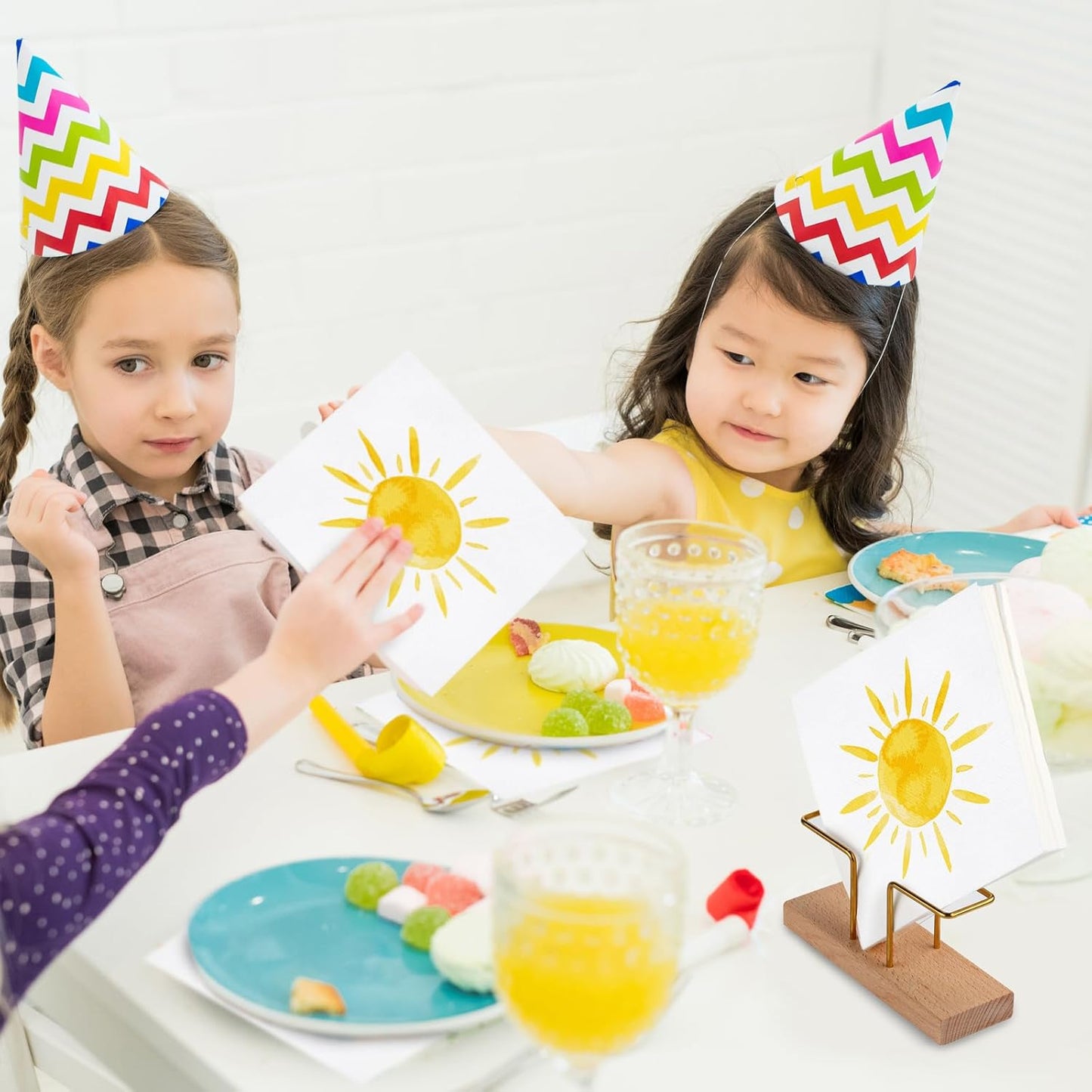 Aodaer 48 Pieces Disposable Sun Paper Napkins Sunshine Birthday Decorations Sun Party Napkins Cocktail Dinner Napkin Set 13" x 13" Unfolded Tableware Napkins for Sun Birthday Party Supplies