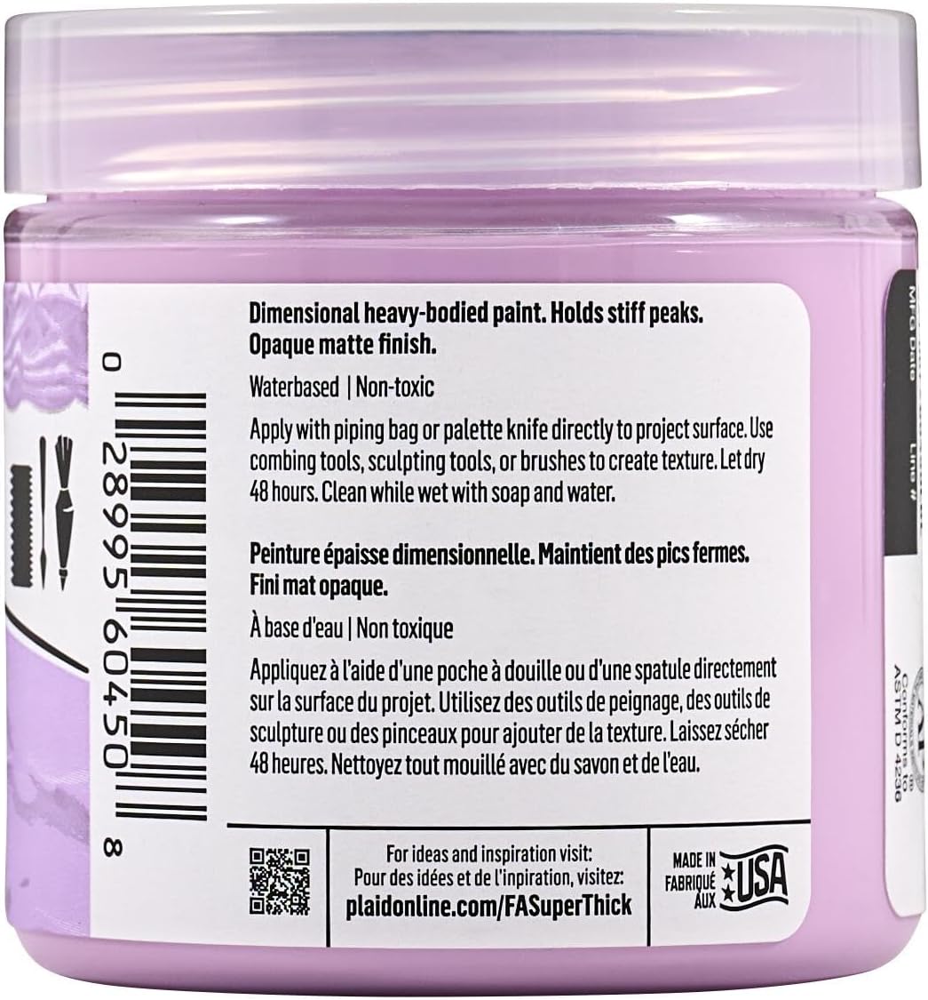 FolkArt Super Thick Acrylic Paint with a Textured Finish, Soft Purple, 4 oz