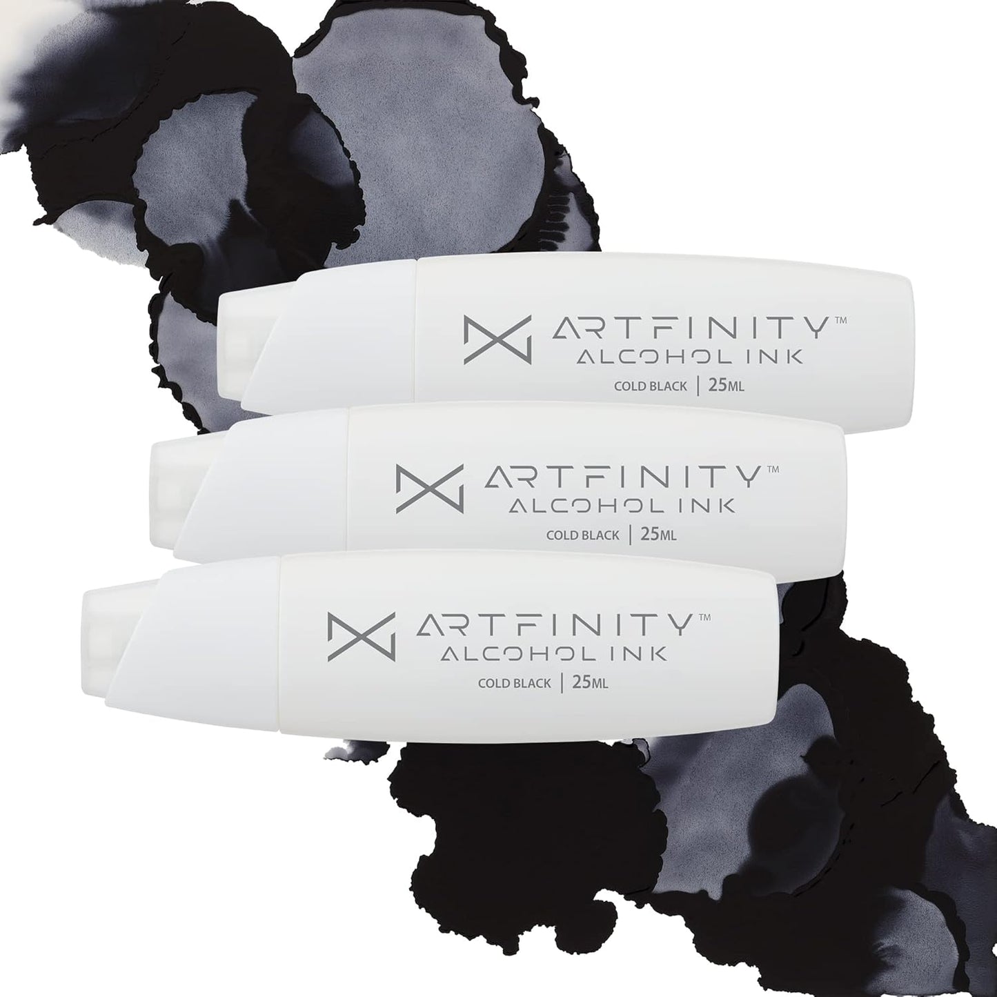 Alcohol Inks 3 Pack - Vibrant, Professional, Dye-Based Alcohol Inks for Artfinity Alcohol Markers, Artists, Drawing, & More! - Cold Black CG10