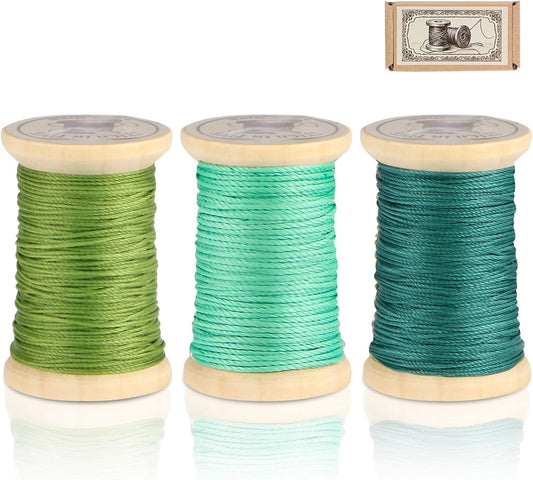 Natural Waxed Thread, 0.55mm/0.8mm, Wax Thread for Handcrafted Wrapping, Sewing, Bookbinding, Leather Threads, Beginners Craft DIY, Hemp Cord (Teal/Aqua/Forest, 0.55mm/33 Yards)