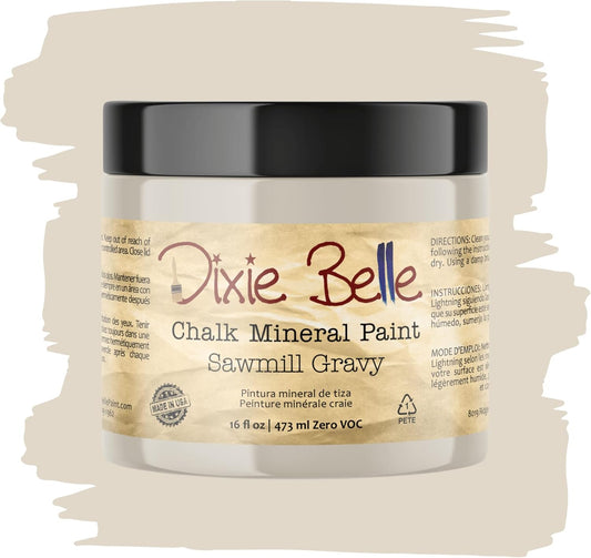 Dixie Belle Paint Company Chalk Finish Furniture Paint - Sawmill Gravy (16oz) - Matte Smooth Beige Chic Chalk Mineral DIY Furniture Paint