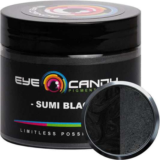 Eye Candy Pigments Premium Black Mica Powder - Sumi Black (50gr) - for Epoxy, Resin, Soap, Paint, Woodworking, Acrylic Pouring, Bath Bombs, Fishing Lures - DIY Arts and Crafts Additive