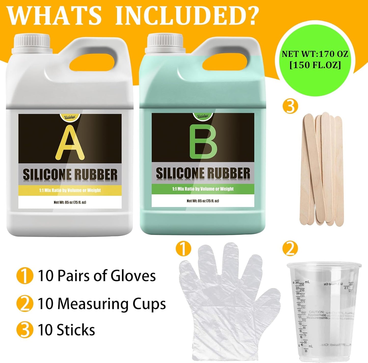 Silicone Molds Making Kit 170oz, Super Elastic 15A Silicone Rubber for DIY Mold Making, Fast Curing Liquid Silicone 1:1 Mixing Molding Kit for Casting Resin Molds/Candle Molds/Soap Mold/Craft, Green