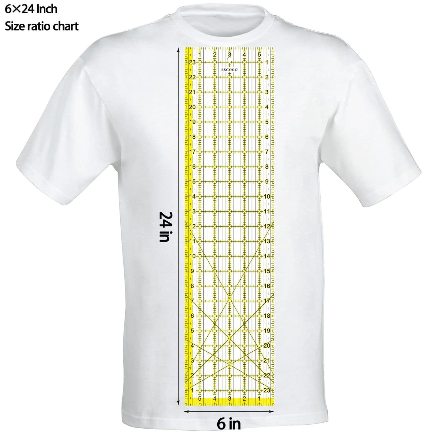 Acrylic Ruler 7 Piece Set, Non Slip Rings 50 Pieces, Quilting Rulers, Size (6"x24"), (2"x24"), (3"x18"), (3"x8"), (1.5"x12"), (1"x12"), (1"x6") (Yellow-7 Piece Set)