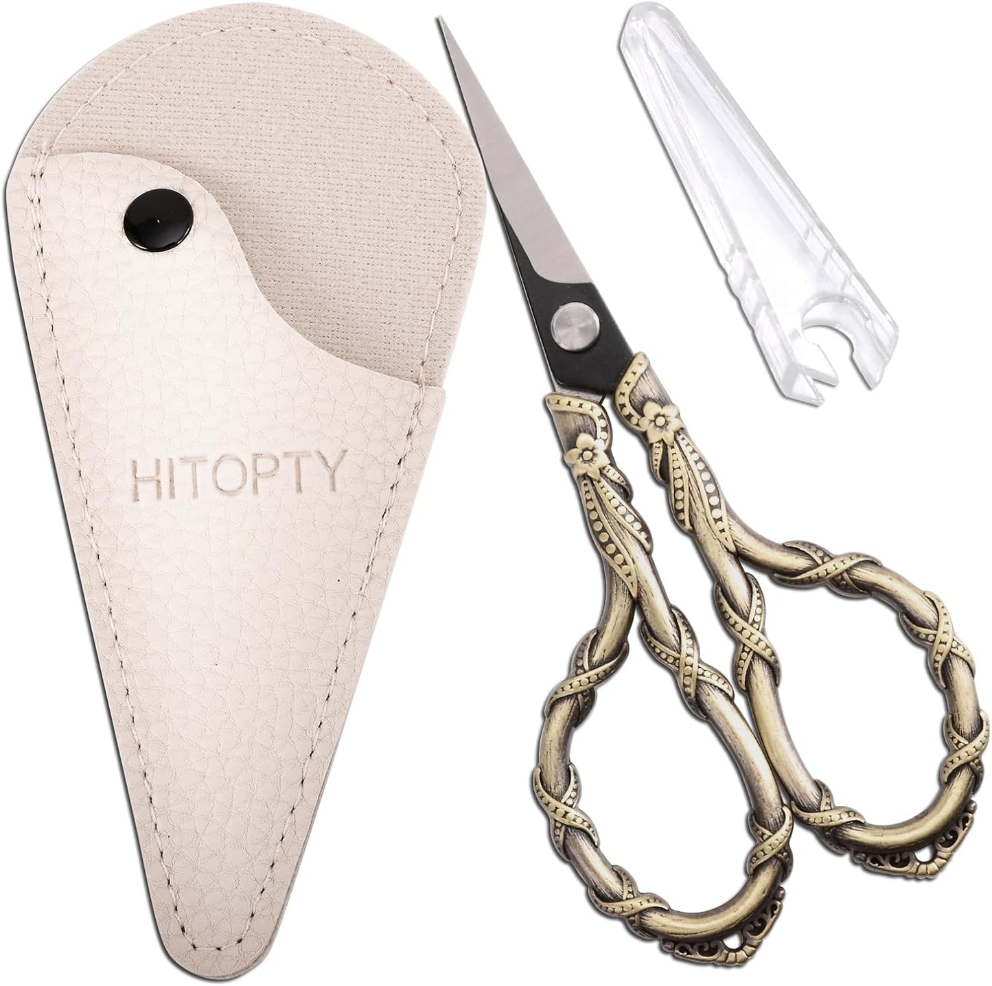 Sewing Scissors Small Sharp Vintage Embroidery Scissors, Tip Detail Thread Cutting Scissor for Craft Needlework Cross Stitch Daily Use Travel Shears with Cover