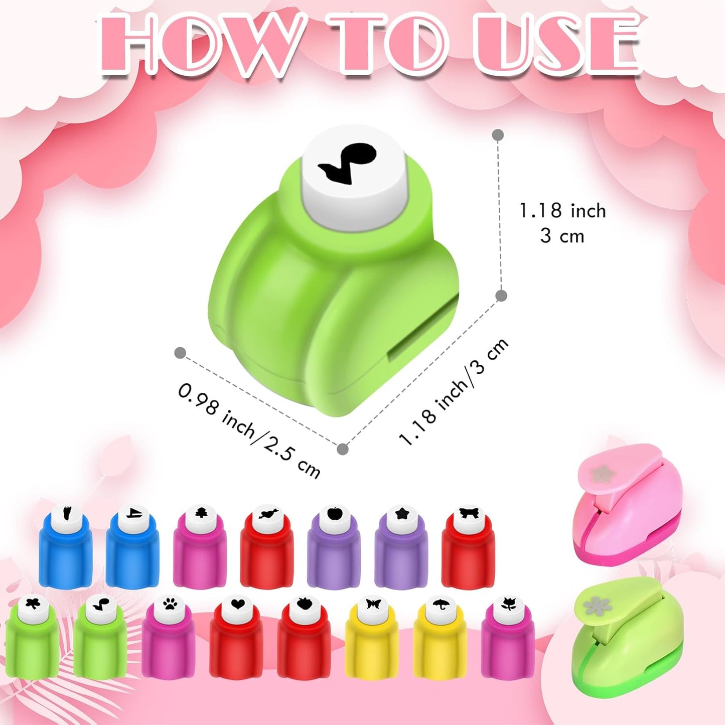 Paper Punches, Punch Craft Set Punches, Hole Punch Shapes Scrapbooking Supplies for Kindergarten Teacher Office Supplies and DIY Arts (Cute 2pcs + Mini 15pcs)