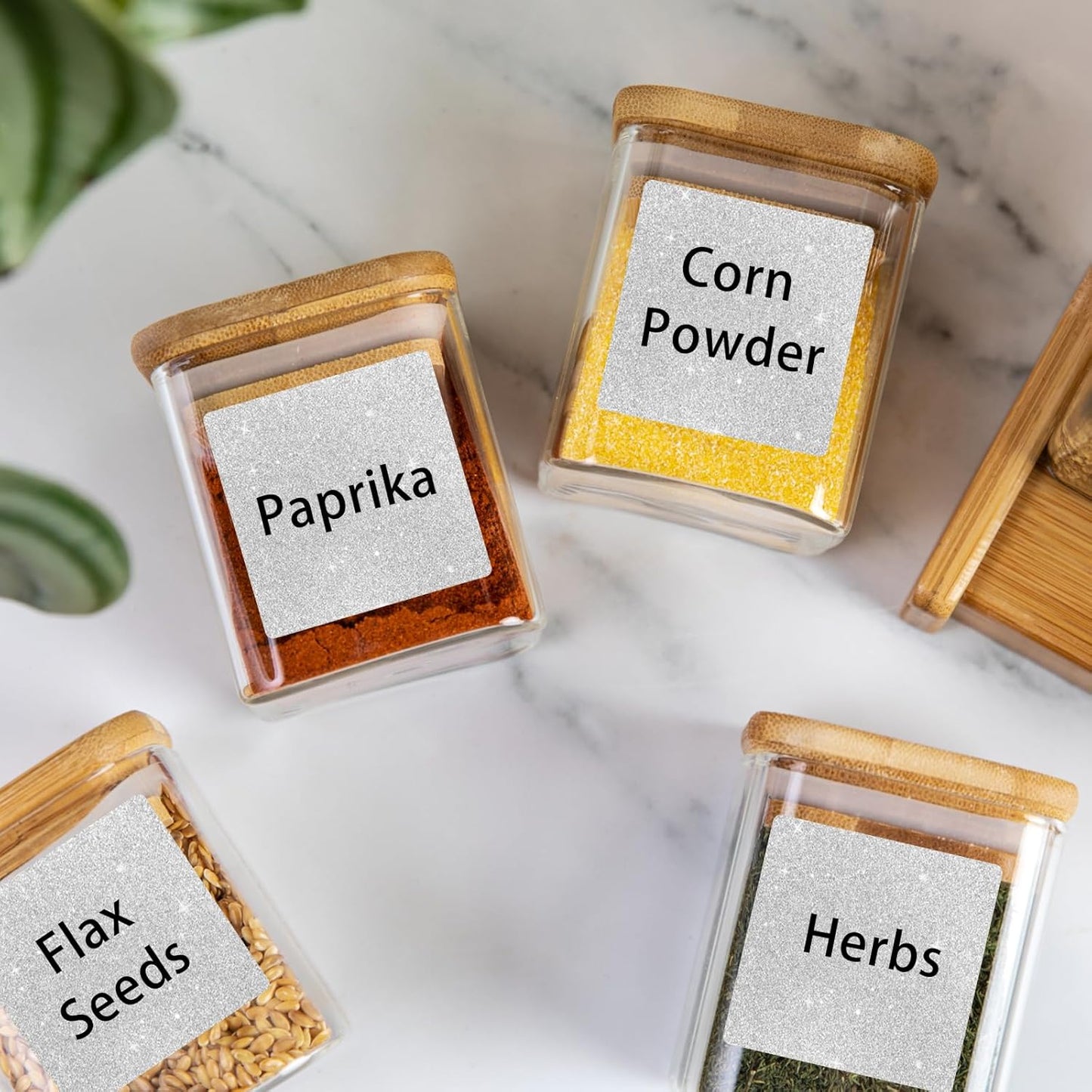 2" x 2" Square Thermal Labels Stickers, Holographic Glitter Thermal Stickers Labels, Waterproof Direct Thermals Label for Small Business, DIY Design- Silver