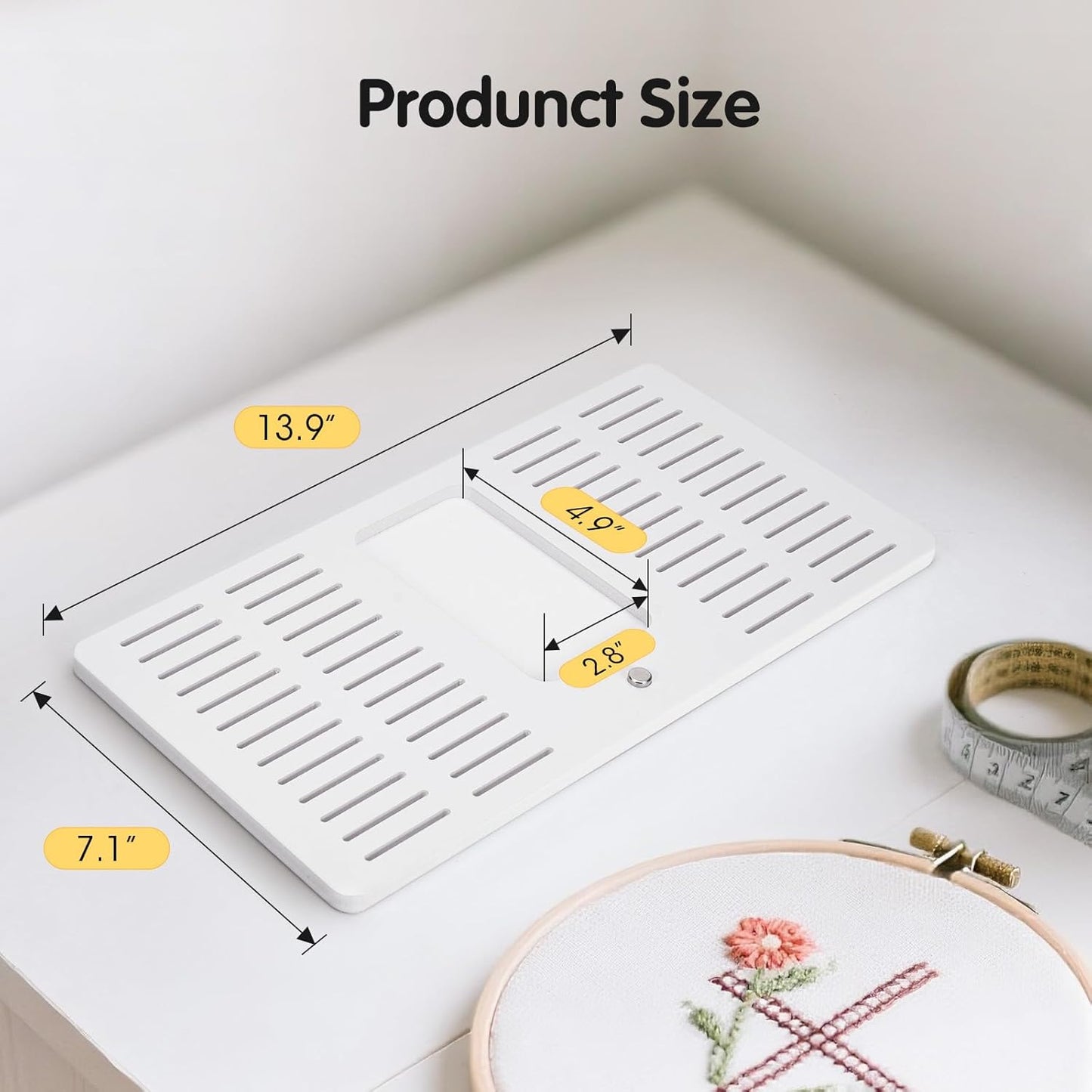 3mm Embroidery Floss Storage Organizer, 52-Slot Bobbin & Tools Tray with Magnetic, Embroidery Thread Organizer Holder for Cross Stitch Storage (Bobbins are Not Include)
