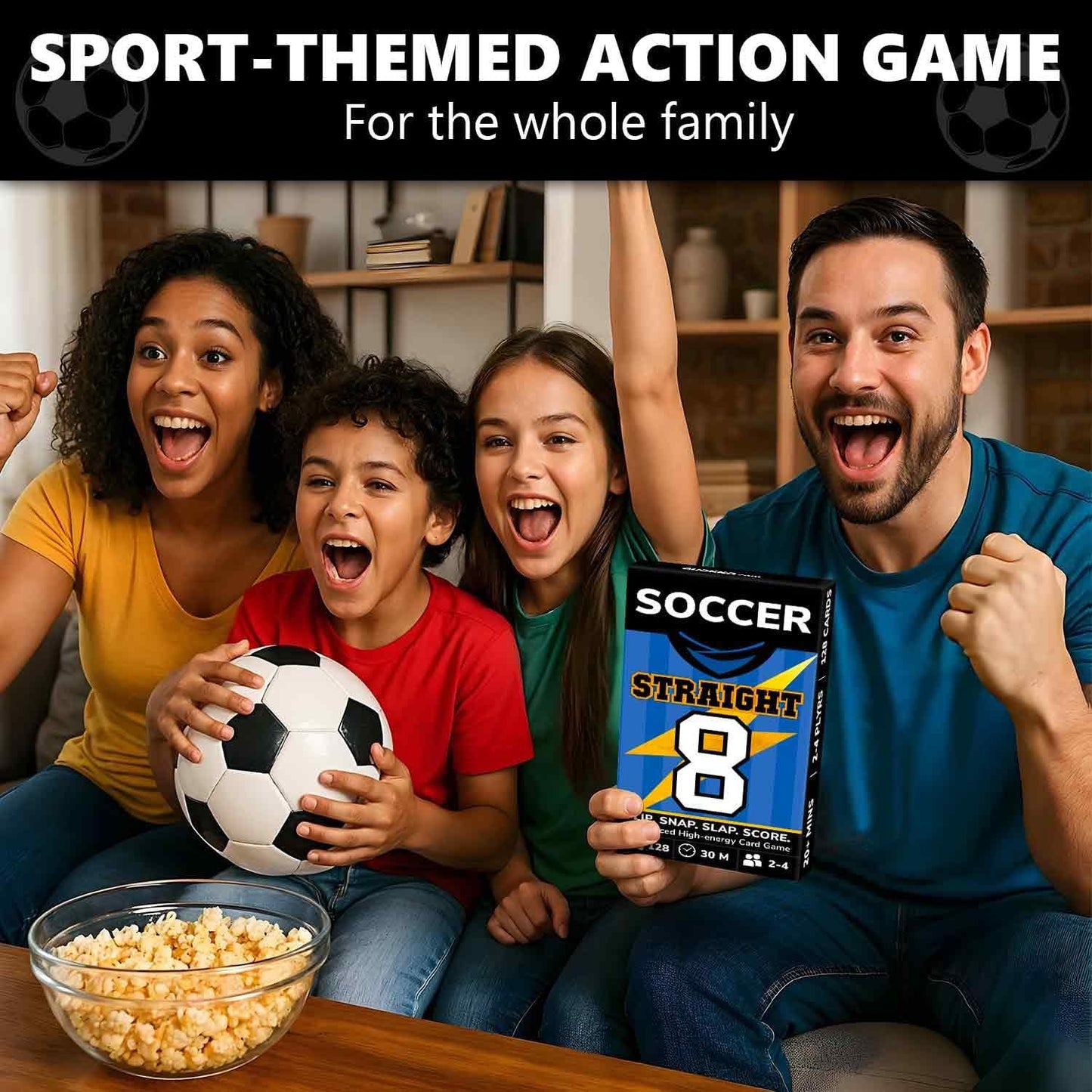 QUOKKA Soccer Fast-Paced Card Game for Kids & Adults – 128 Cards & Easy Rules – Quick & Fun Matching Game – 2-4 Players – Ages 8+ – Perfect for Family Games Night, Travel and Parties