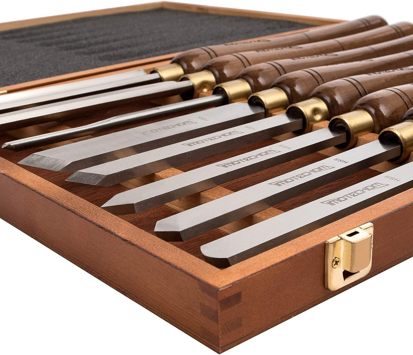 8-Pieces HSS Wood Turning Tools Lathe Chisel Set with Wooden Box