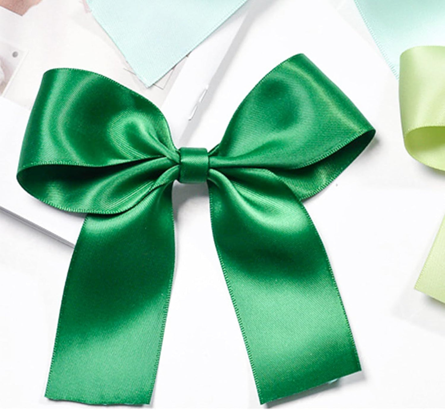 1-1/2" x 100 Yards Emerald Green Polyester Satin Ribbon Single Faced Fabric Ribbons for Eternal Roses, Flower Bouquets, Gift Wrapping, Crafts, Bridal Shower, Wedding Decor