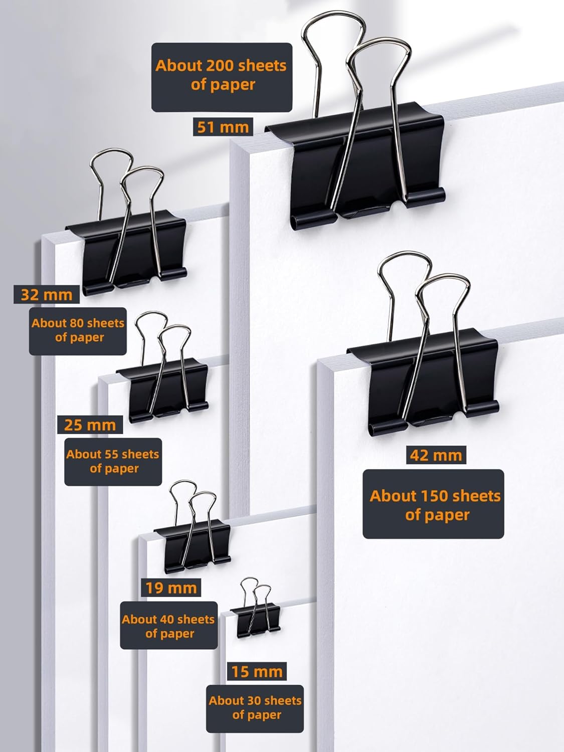 300Pcs Paper Clips and Binder Clips Set, Assorted Sizes, Paper Clips, Binder Clips, Rubber Bands for Office, Home, School, Document Organizing