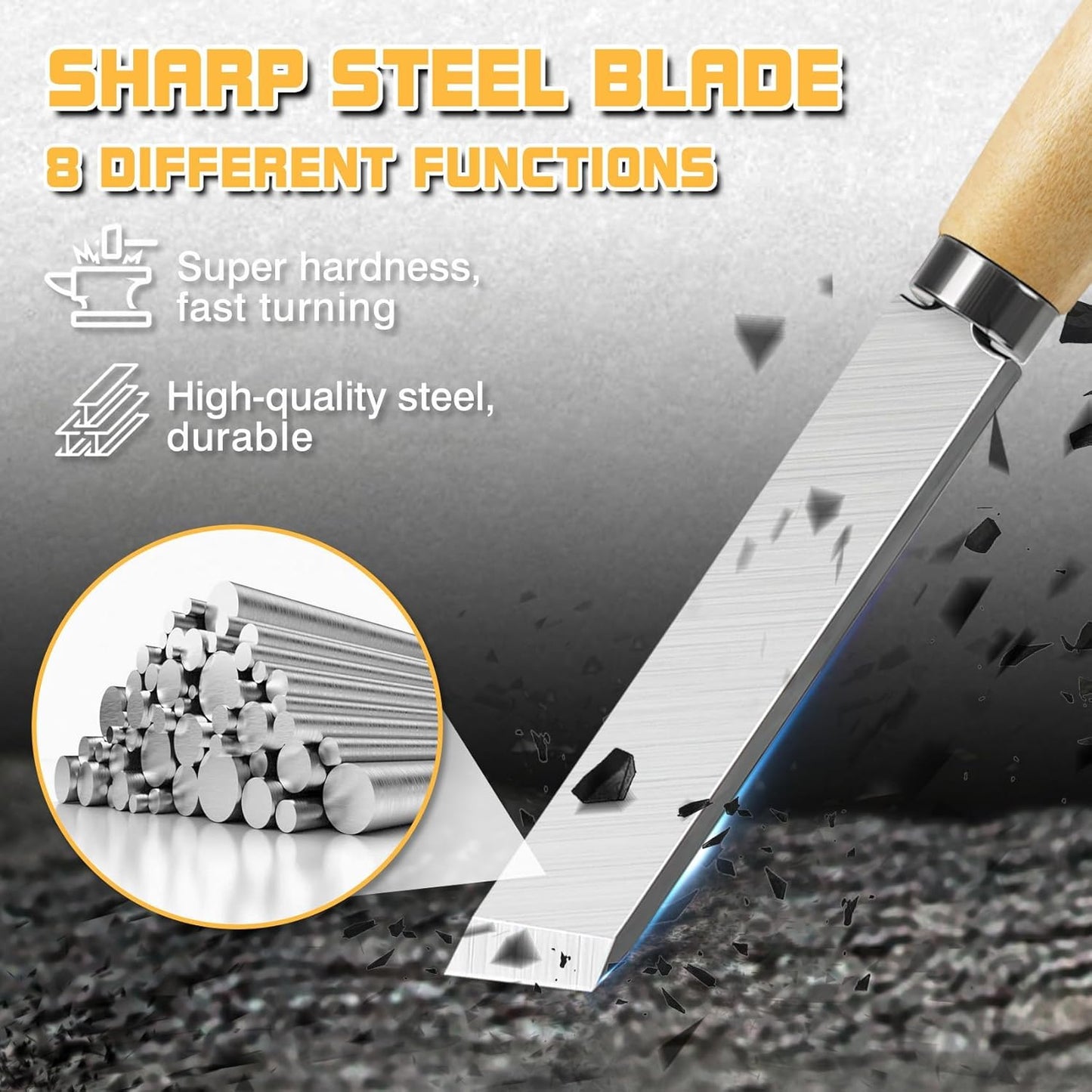 8 Pcs Wood Lathe Tools, Wood Chisel Sets, Suitable For Wood Working Tools, Which is Used for Lathe, is Suitable for Beginners and Professionals (8)