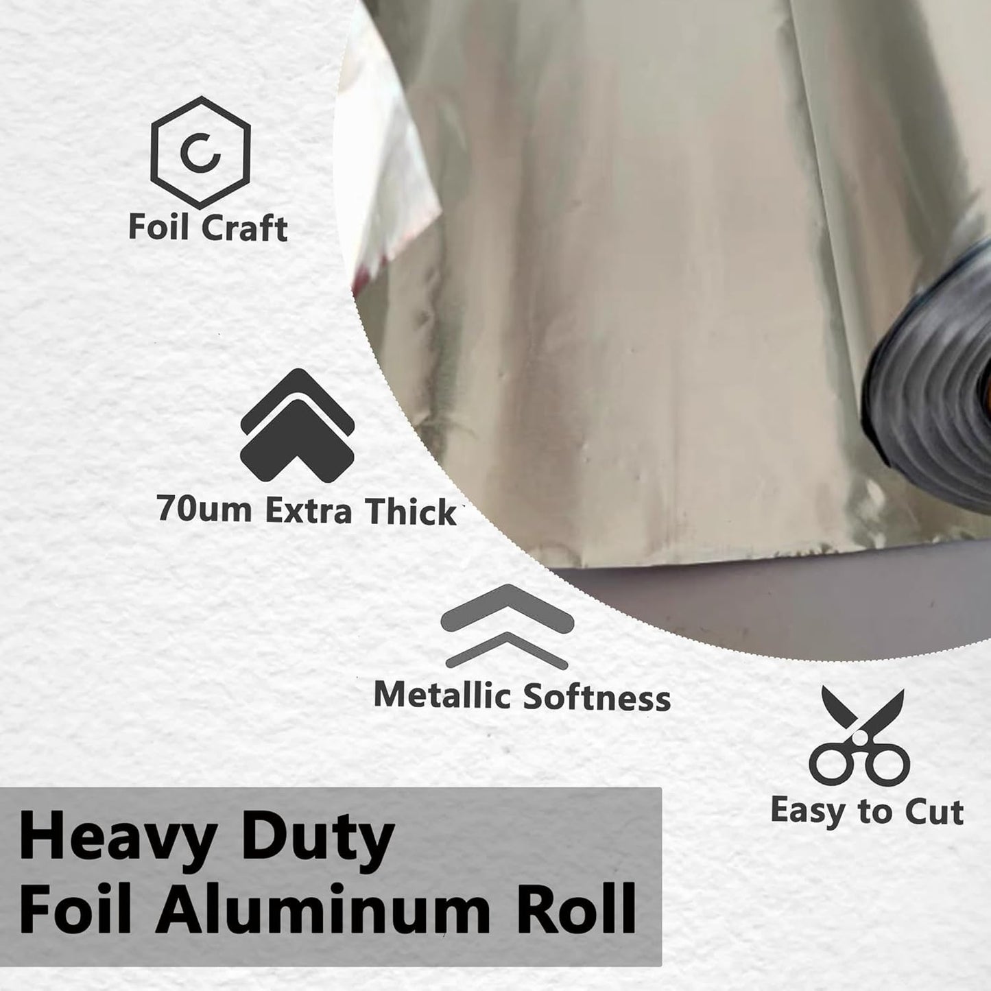 Foil Aluminum Roll Heavy Duty: Extra Thick Aluminum Foil Craft Engraving for Crafts, Tin Foil Aluminum Sheets for Painting Embossing, Craft Metal Foil Sheets 100um Thick (70umThick/7.87"W/32.8ft L)