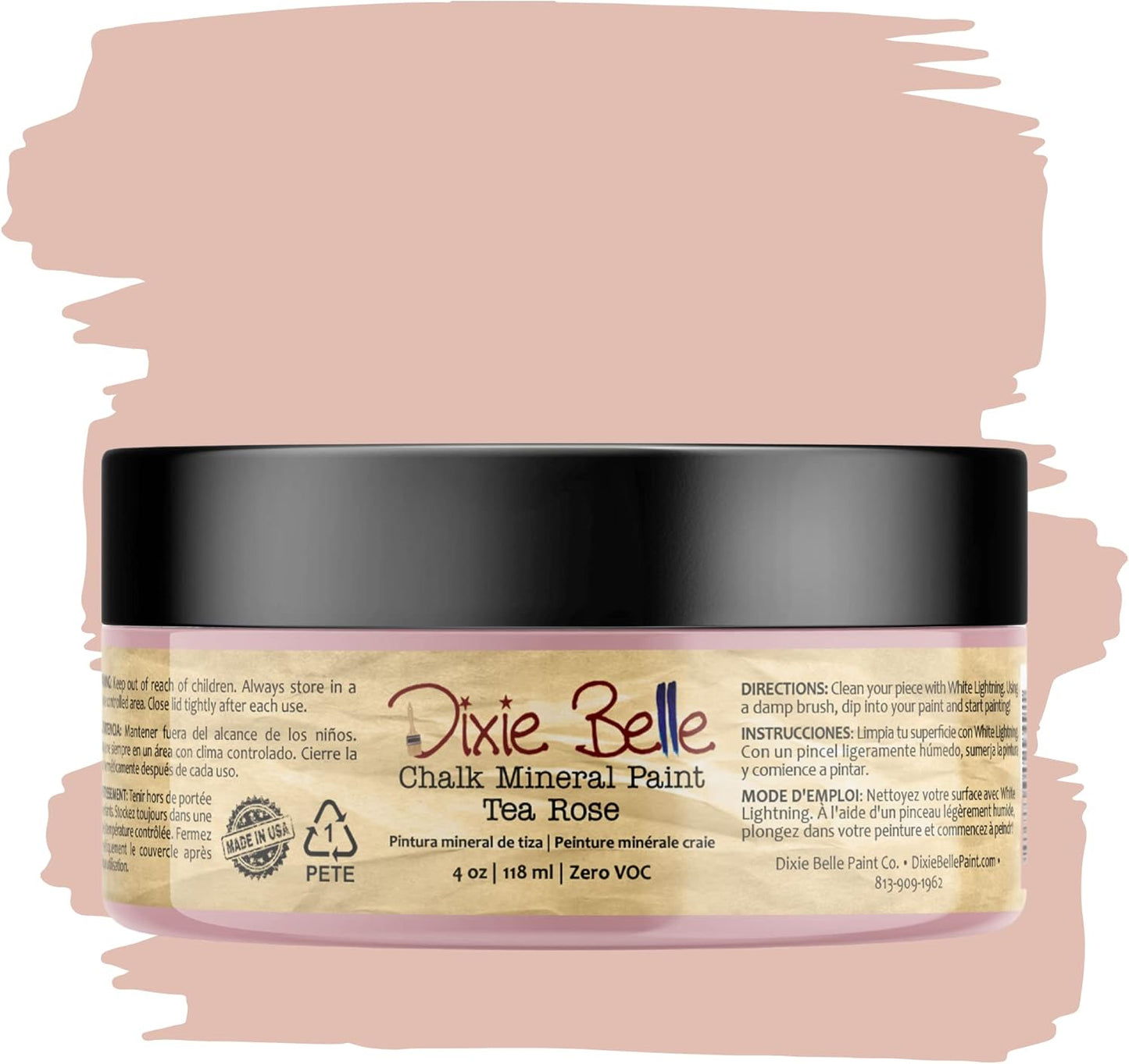 Dixie Belle Paint Company Chalk Finish Furniture Paint - Tea Rose (4oz) - Matte Muted Mauve Chic Chalk Mineral DIY Furniture Paint