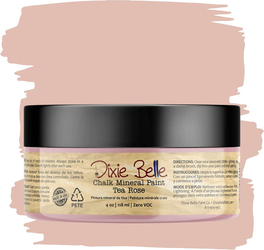 Dixie Belle Paint Company Chalk Finish Furniture Paint - Tea Rose (4oz) - Matte Muted Mauve Chic Chalk Mineral DIY Furniture Paint