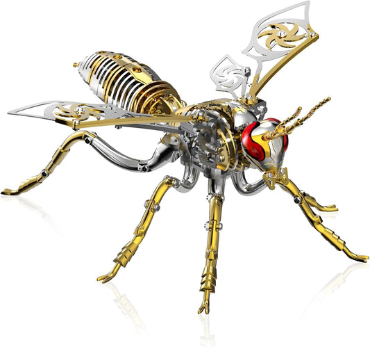 3D Puzzles for Adults, Metal Model Kit Wasp Mechanical Puzzle for Adults/Teens, DIY Creative Craft Gifts Kits Difficult Assembled 3D Puzzle for Family Time, Home Decor (Gold)