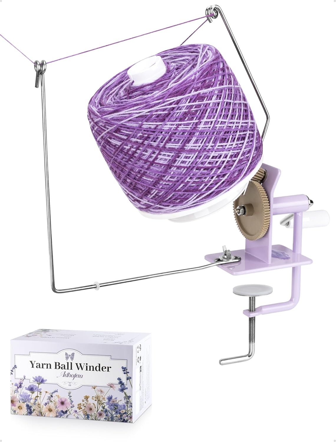 Adhafera Yarn Winder, Ball Winder for Crocheting, Large Capacity 10–16oz, Smooth Center-Pull Cake Spinner, Metal Craft Supplies for Knitting Enthusiast