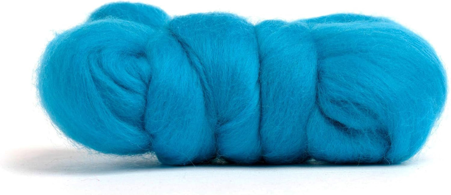 Desert Breeze Distributing 100% Natural Merino Wool Roving - Premium Combed Top Merino Roving Wool - Tapestry, Spinning, Wet Felting & Needle Felting Supplies - 21.5 Micron - 1 oz, Color Peacock Blue