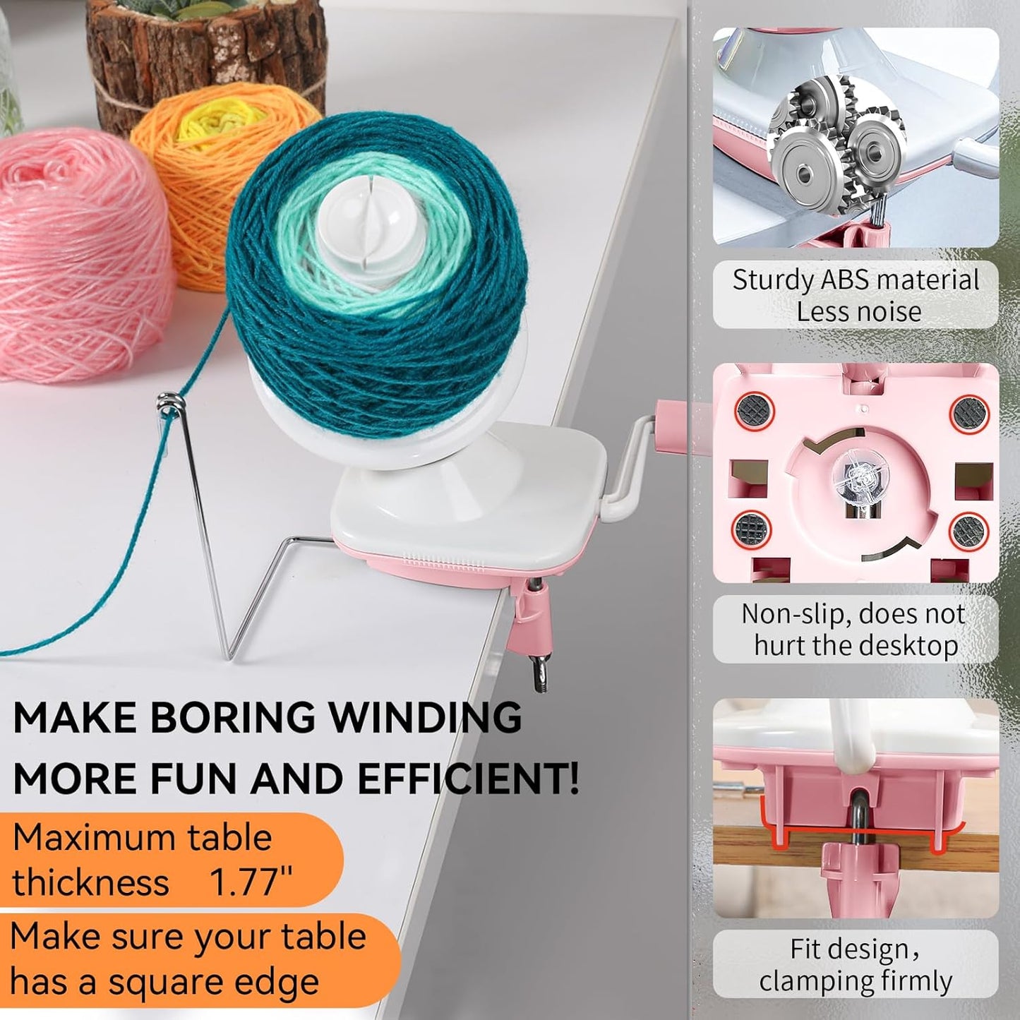 SPEENSUN Yarn Winder for Crocheting, Yarn Spinner, 3.5 OZ Easy-to-Install and Efficiently Yarn Cake Winder with Lower Noise, Yarn Baller for Crochet and Knitting Lover for Yarns Below Size 5