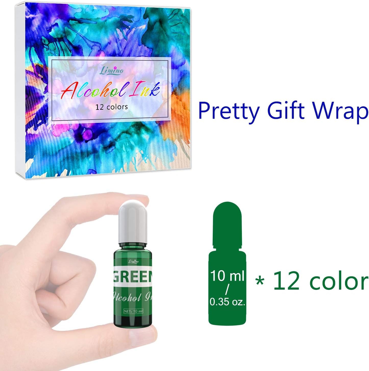 Alcohol Ink Set - 12 x 0.35oz Colors Alcohol Based Ink for Epoxy Resin Painting, Resin Petri Dish Making, Resin Art - Concentrated Alcohol Paint Color Dye for Coaster, Yupo, Tumbler Making - 10ml Each