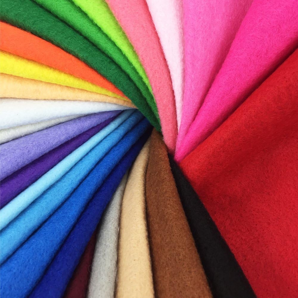 24pcs Thick 1.4mm Soft Felt Fabric Sheet Assorted Color Felt Pack DIY Craft Sewing Squares Nonwoven Patchwork (30 * 30cm)