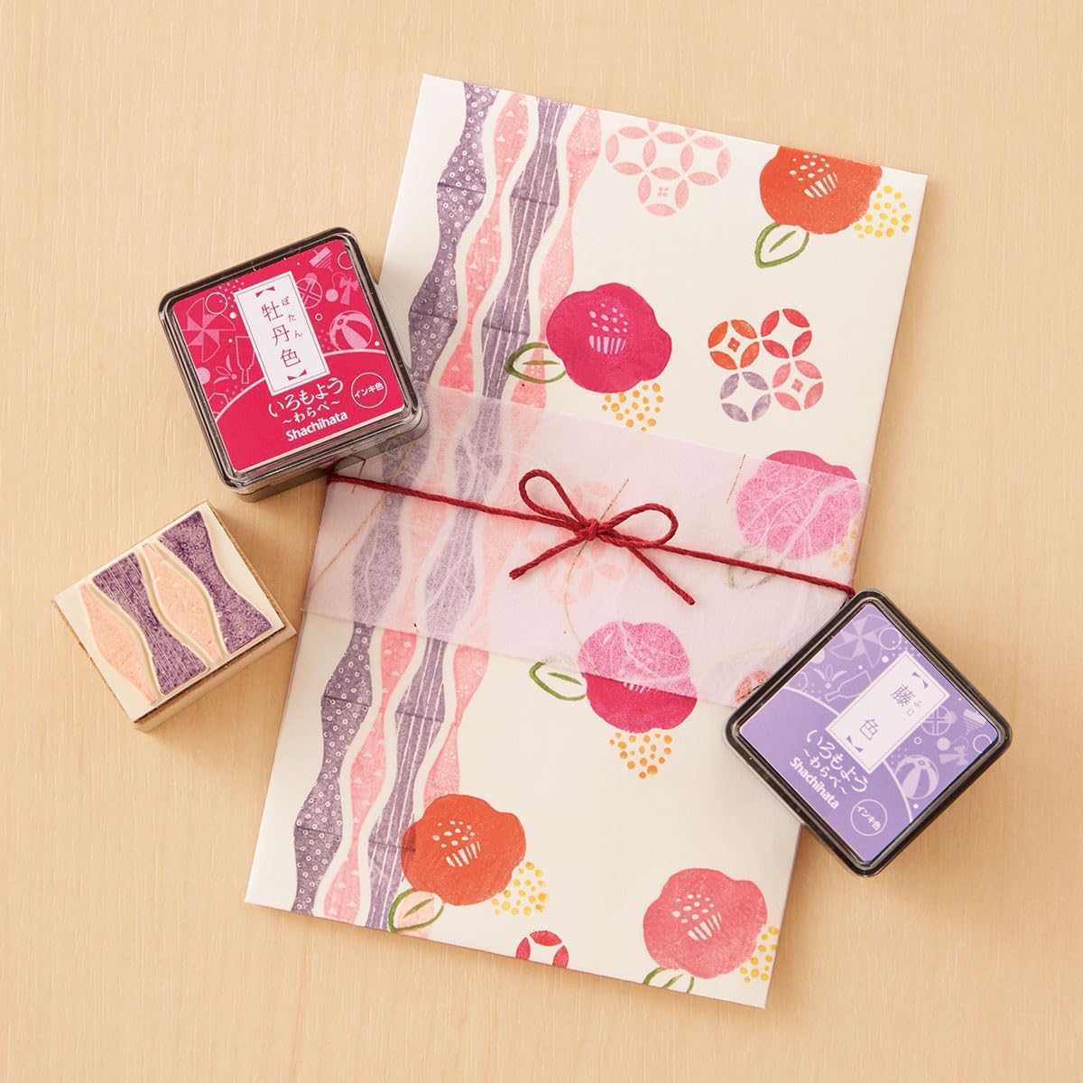 IROMOYO WARABE Stamp PAD, Small Traditional Japanese Ink Colour, Oil-Based Ink pad - Orange