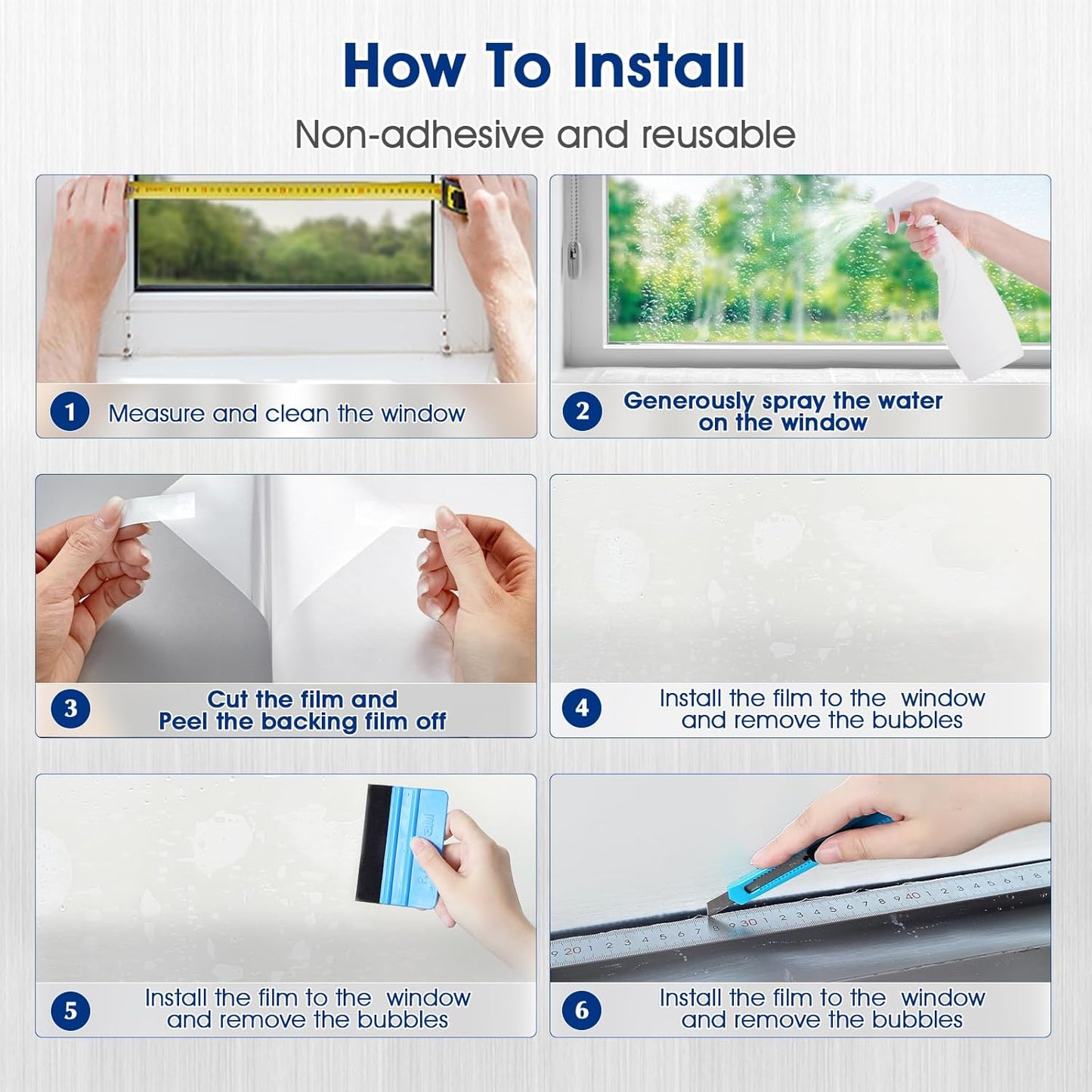 Privacy Window Film Static Cling, Frosted Glass Decorative Window Film with 96% UV Blocking, Non-Adhesive Removable Window Cling for Home Office Bathroom, 35.4 x 393.7 Inches, White