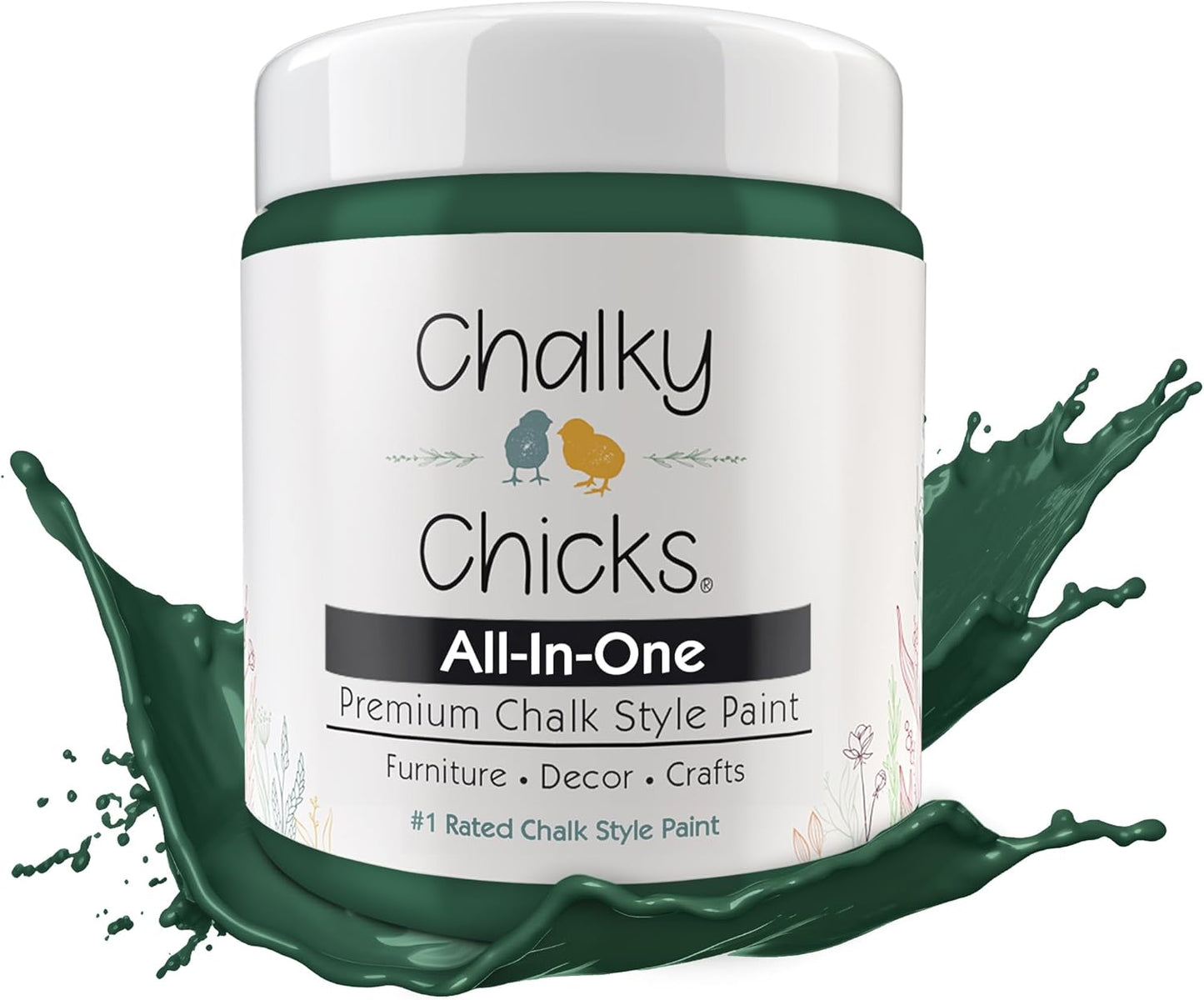 Chalky Chicks All-in-One Chalk Paint for Furniture or Cabinet - 4 Fl Oz - Matte Finish Shamrock (Dark Green) for Metal, Wood Furniture Paint - No Sanding All-in-One for Home Decor & Crafts, USA Made