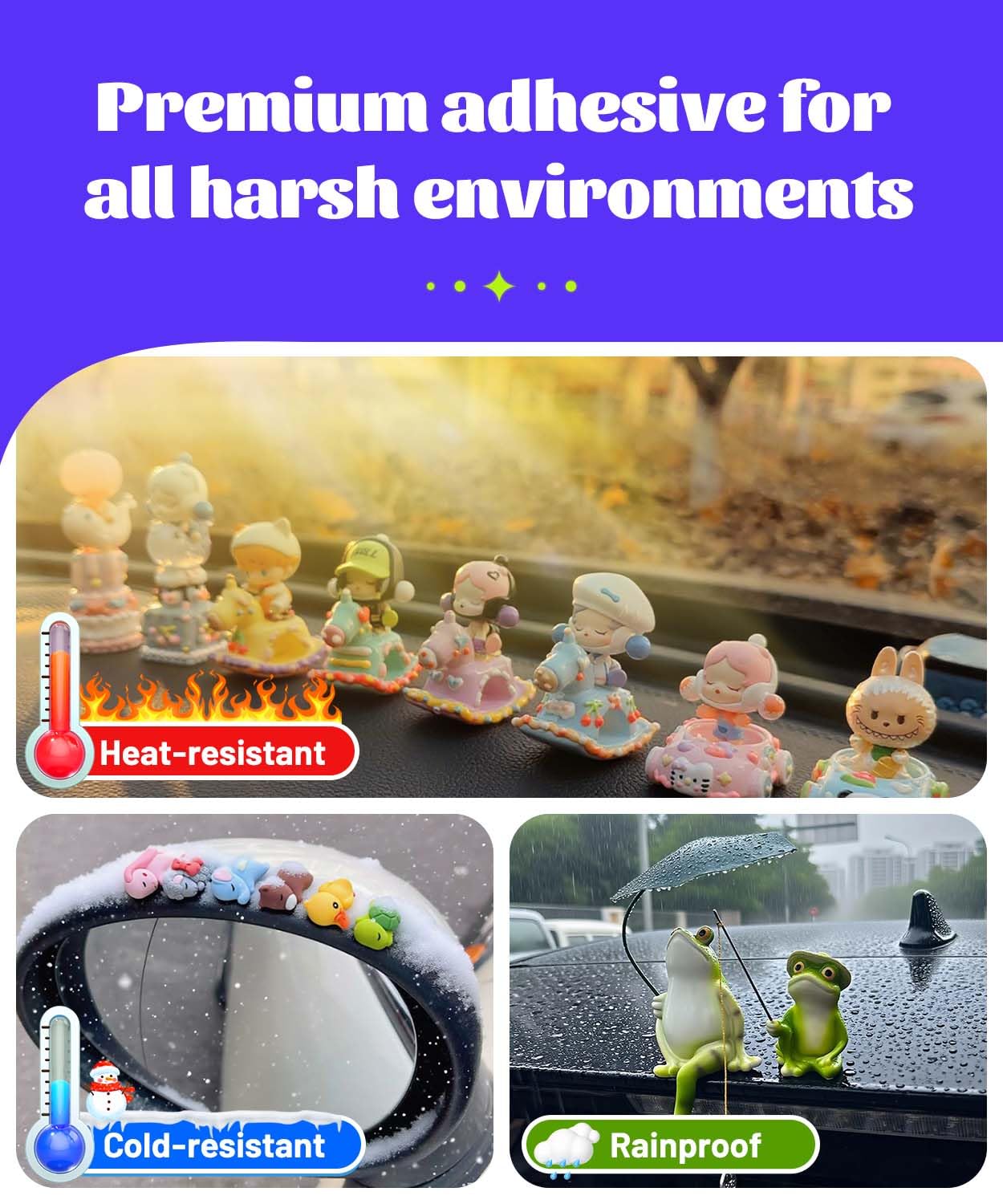 Removable Car Double Sided Glue Sticky Dots, Strong Hold Adhesive Dots for Car Dashboard Decorations, No Residue Transparent Mounting Tape for Auto Accessories 268pcs