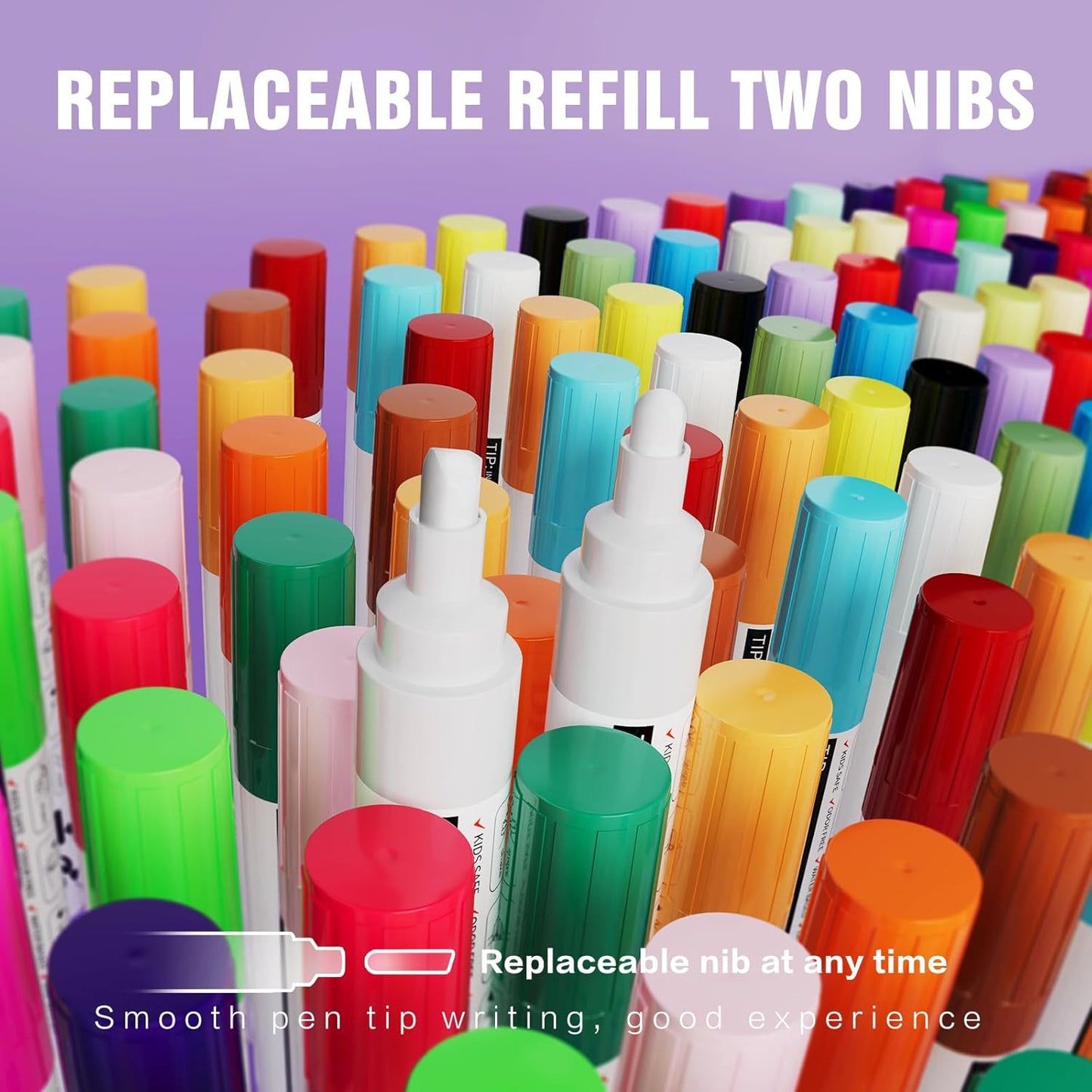 Chalk Markers for Blackboard 24 Colors Wet-Dry Erasable Liquid Chalk Marker, Dust Free Chalk Pen with 6mm Reversible Bullet & Chisel Tip for Car, Window, Glas, Whiteboard, Chalkboard, Mirror, Calendar