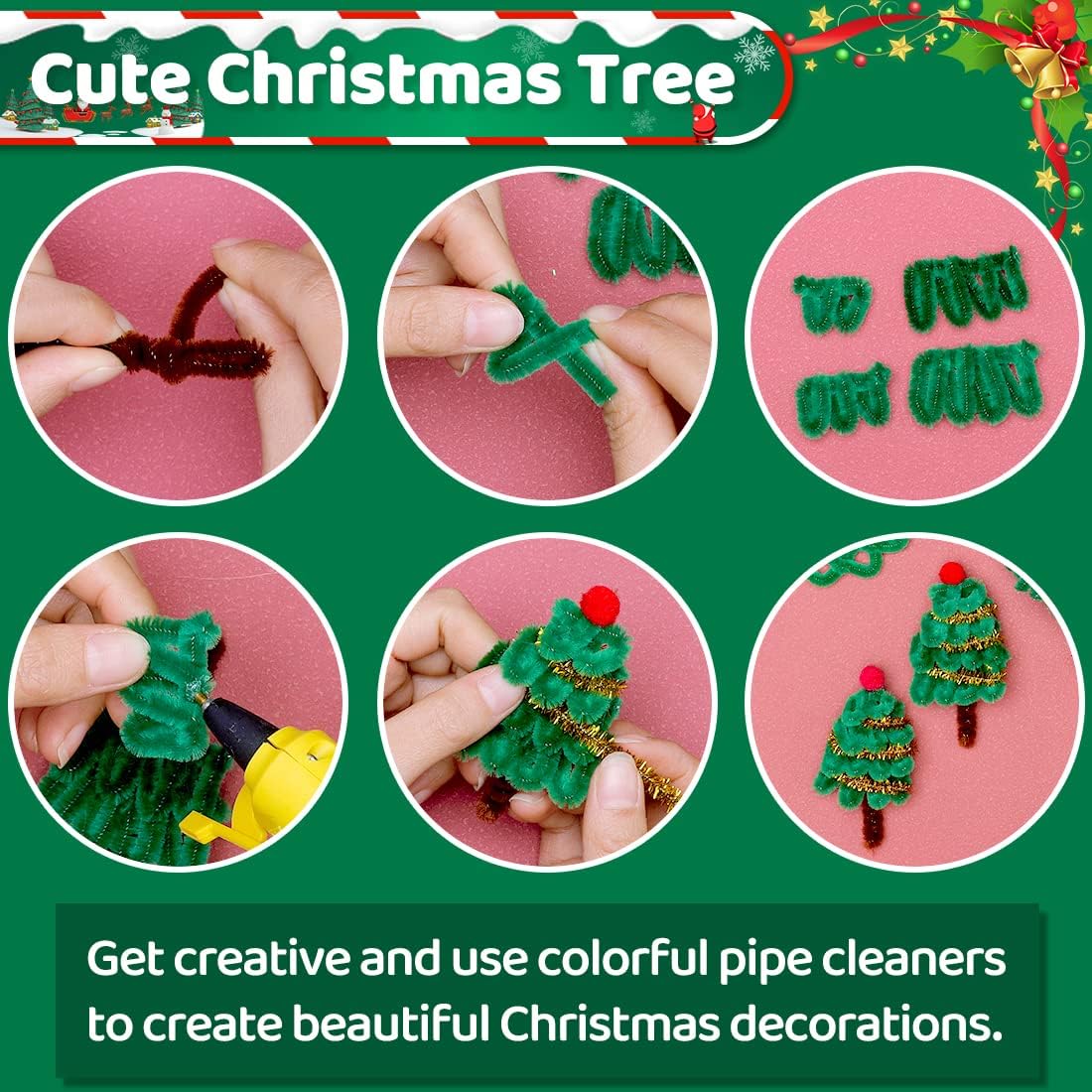 Eppingwin 200pcs Pipe Cleaners, Glitter Silver Pipe Cleaners Craft Supplies,Chenille Stems for DIY Arts Crafts Project(Glitter Silver)