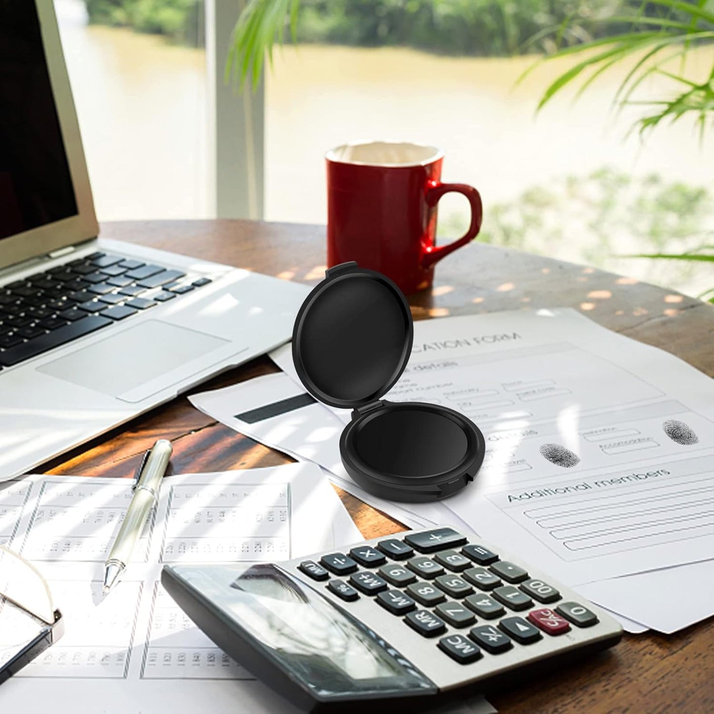 ERKOON 6 Pack Fingerprint Ink Pads, Thumbprint Ink Pad for Notary Supplies Identification Security ID Fingerprint Cards Fingerprint Black