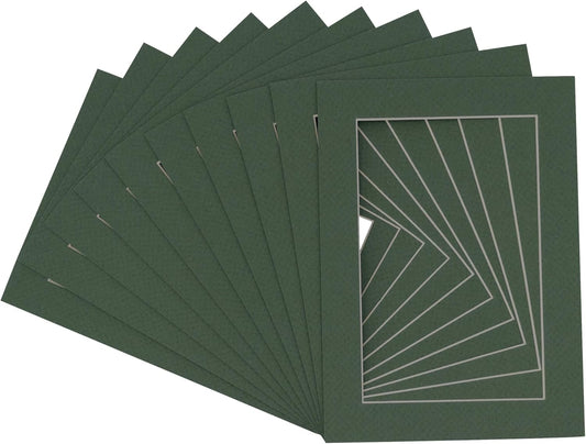 11x14 Mat for 8.5x11 Photo - Precut Hunter Green Picture Matboard for Frames 11 x 14 Inches - Bevel Cut to Display Art 8.5 x 11 Inches - Acid Free Pack of 100 MATS with Backing Boards & Clear Bags