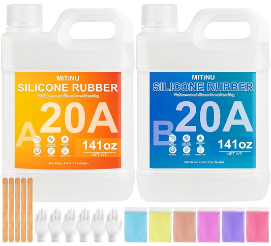 Silicone Mold Making Kit - 20A Liquid Silicone Rubber (1:1 Mix), Non-Toxic & Bubble Free Platinum Cure Silicone for Making Molds for Resin, Soap, Concrete, Craft Molds - 282oz Total