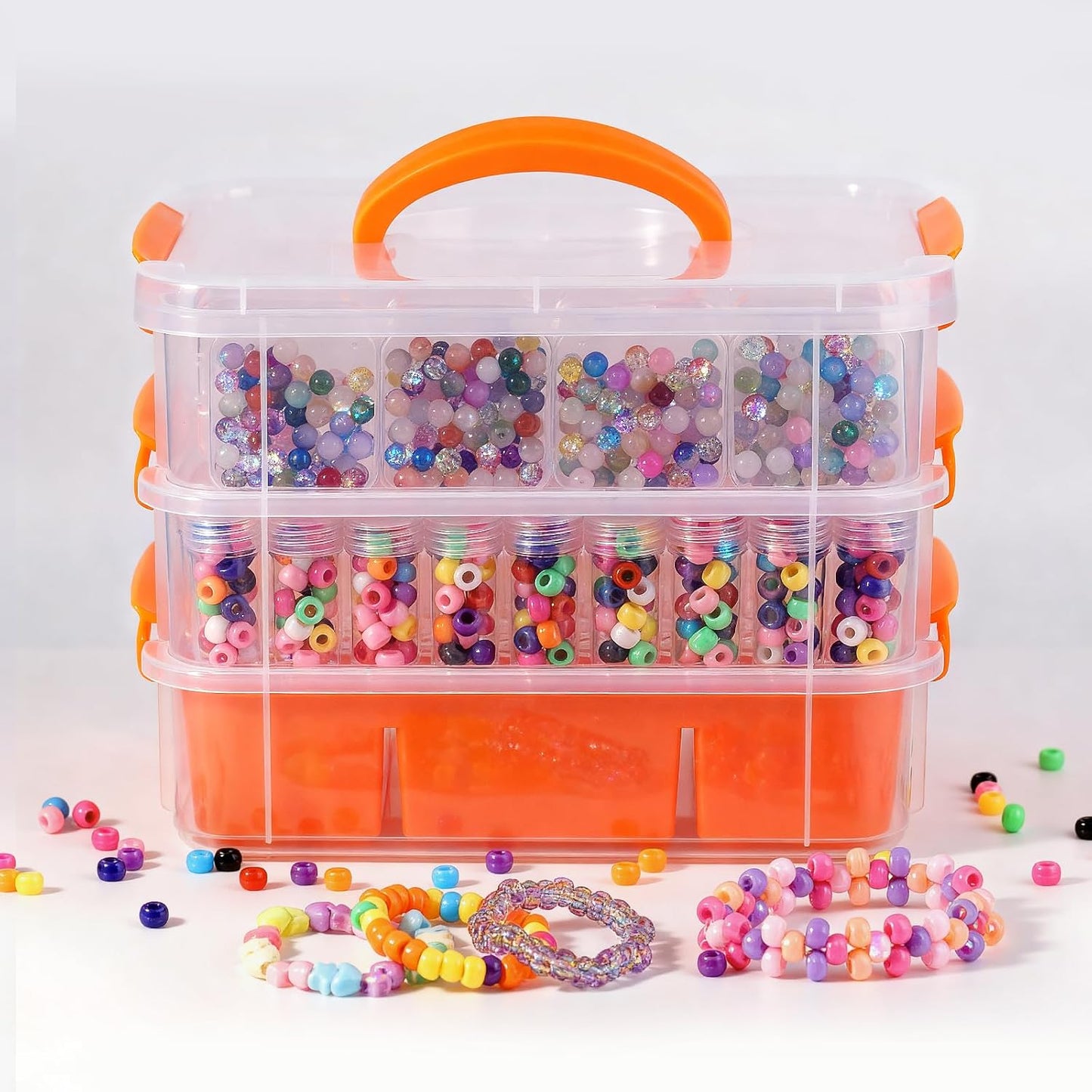 Bead Organizers 3-Tier Stackable Storage Container Box 87 Pcs Diamond Art Storage Plastic Storage Cases Mini Clear Bead Storage Containers for Bracelet Making DIY Jewelry Craft Nail Transparent Boxes